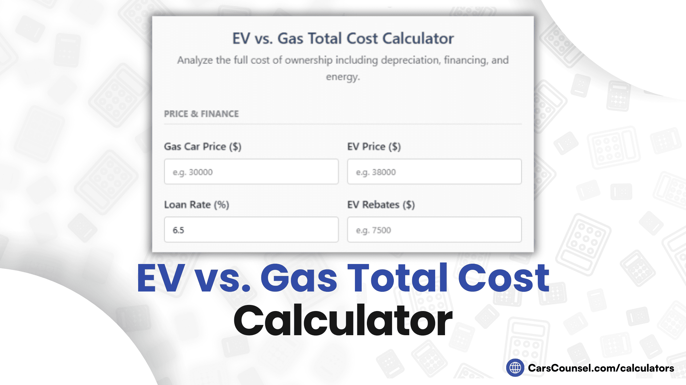 EV Vs. Gas Total Cost Calculator