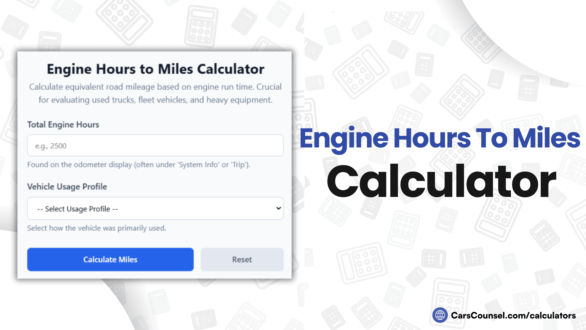 Engine Hours To Miles Calculator