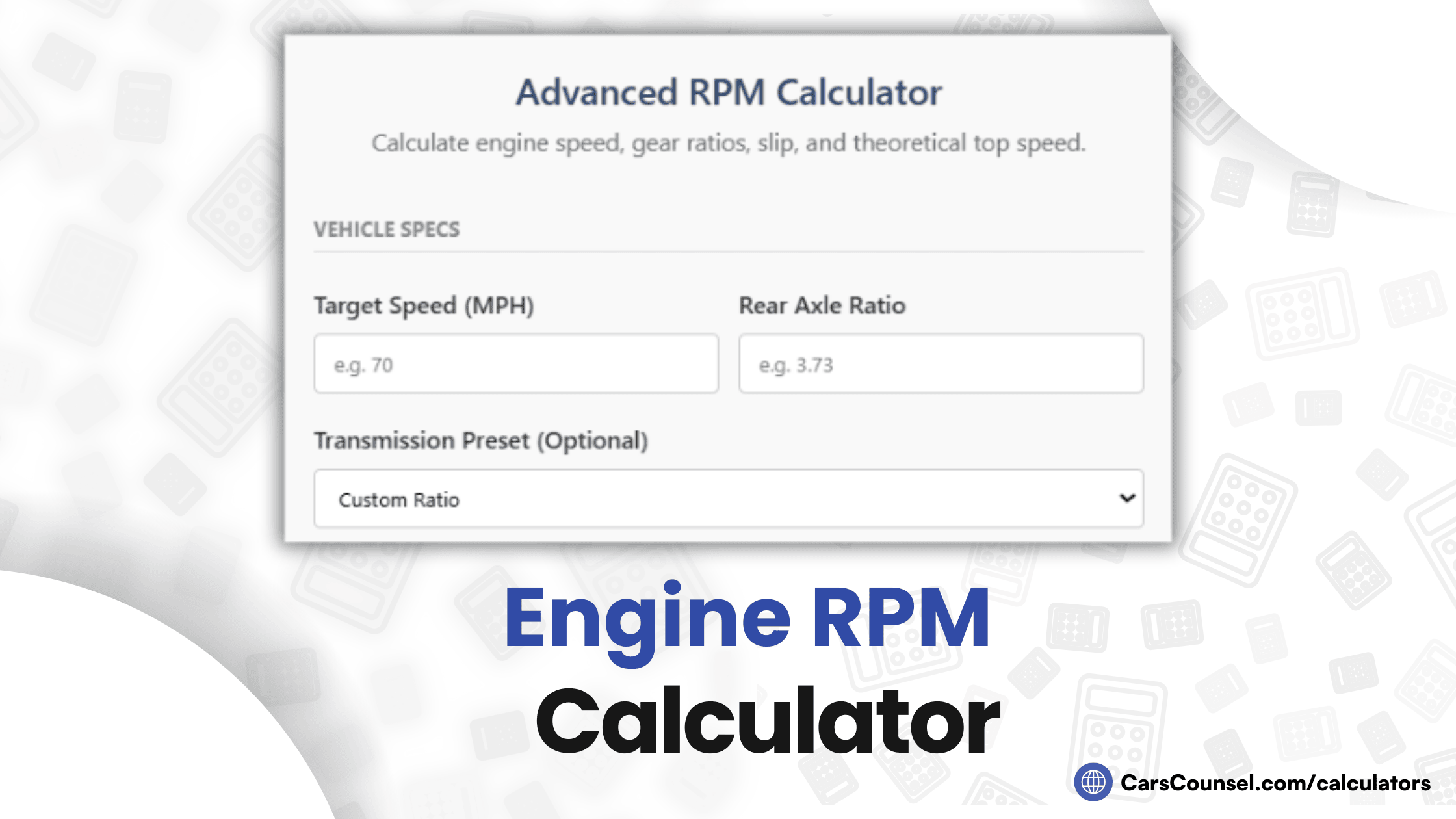 Engine RPM Calculator Calculator