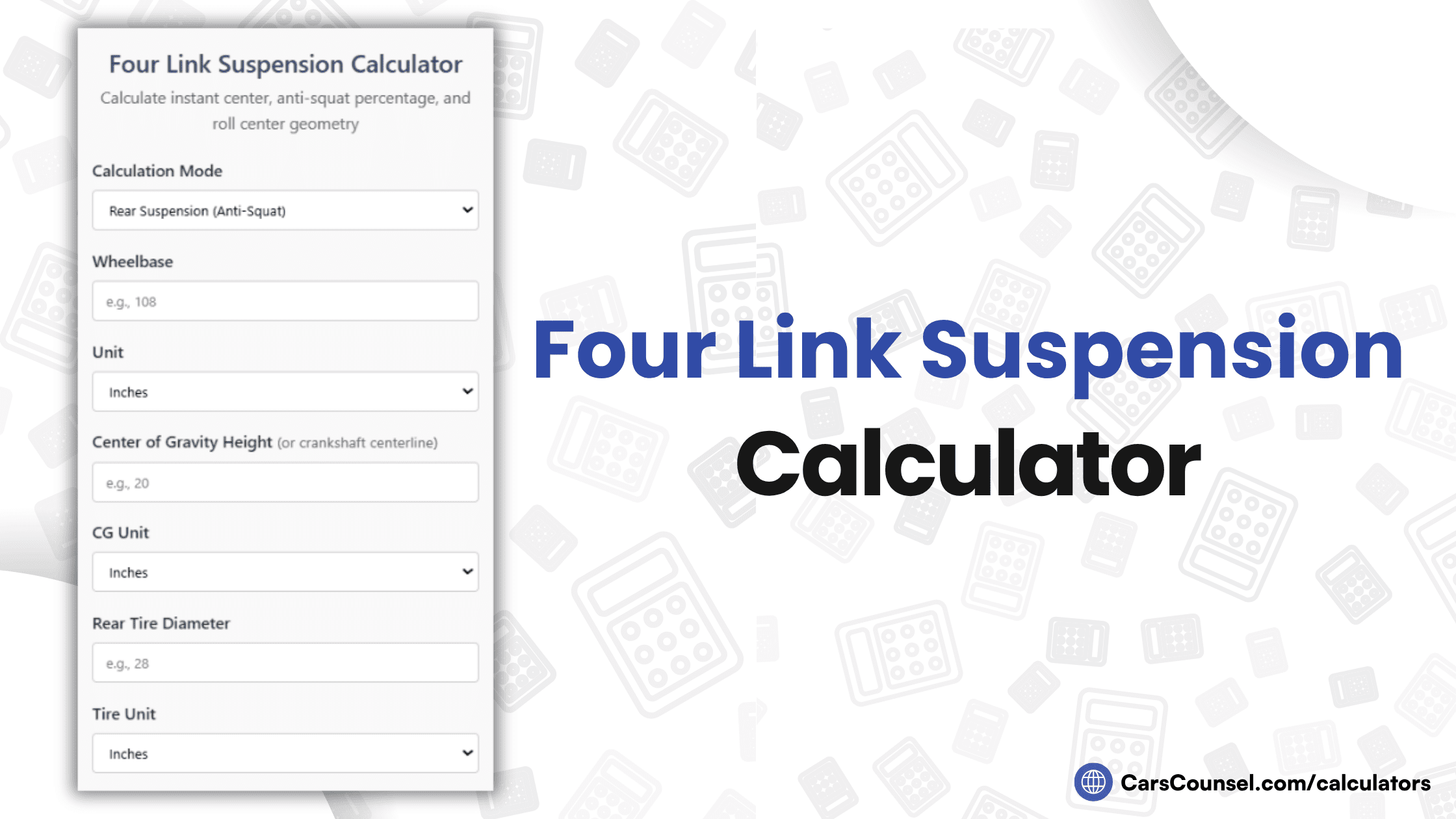 Four Link Suspension Calculator