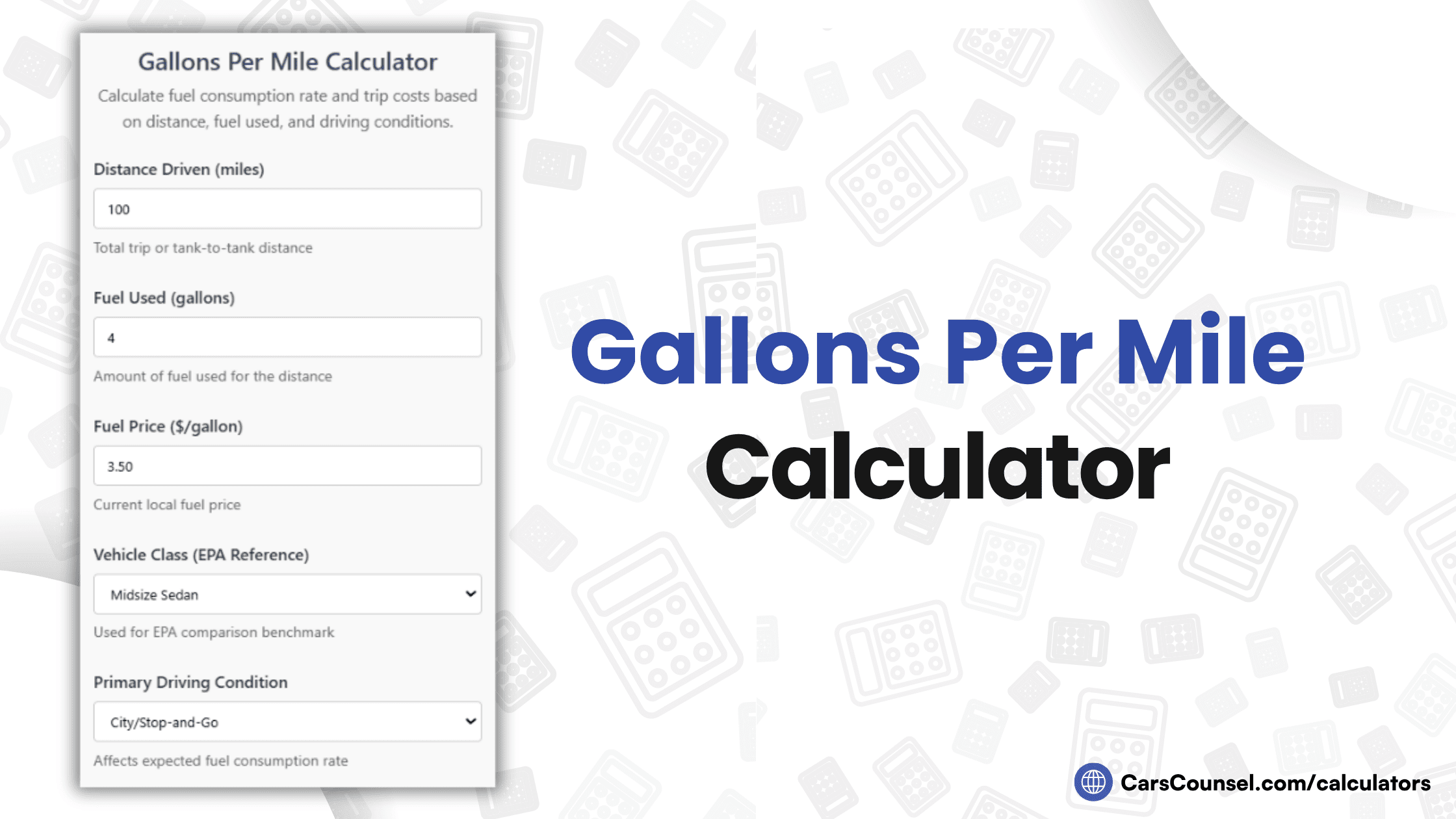 Gallons Per Mile Calculator