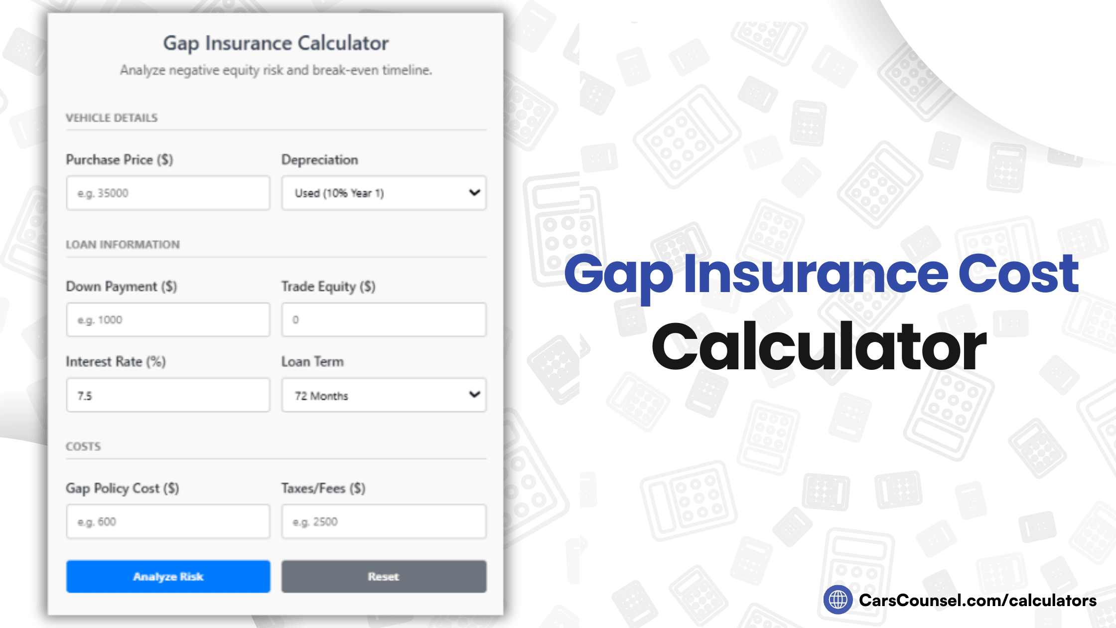 Gap Insurance Cost Calculator