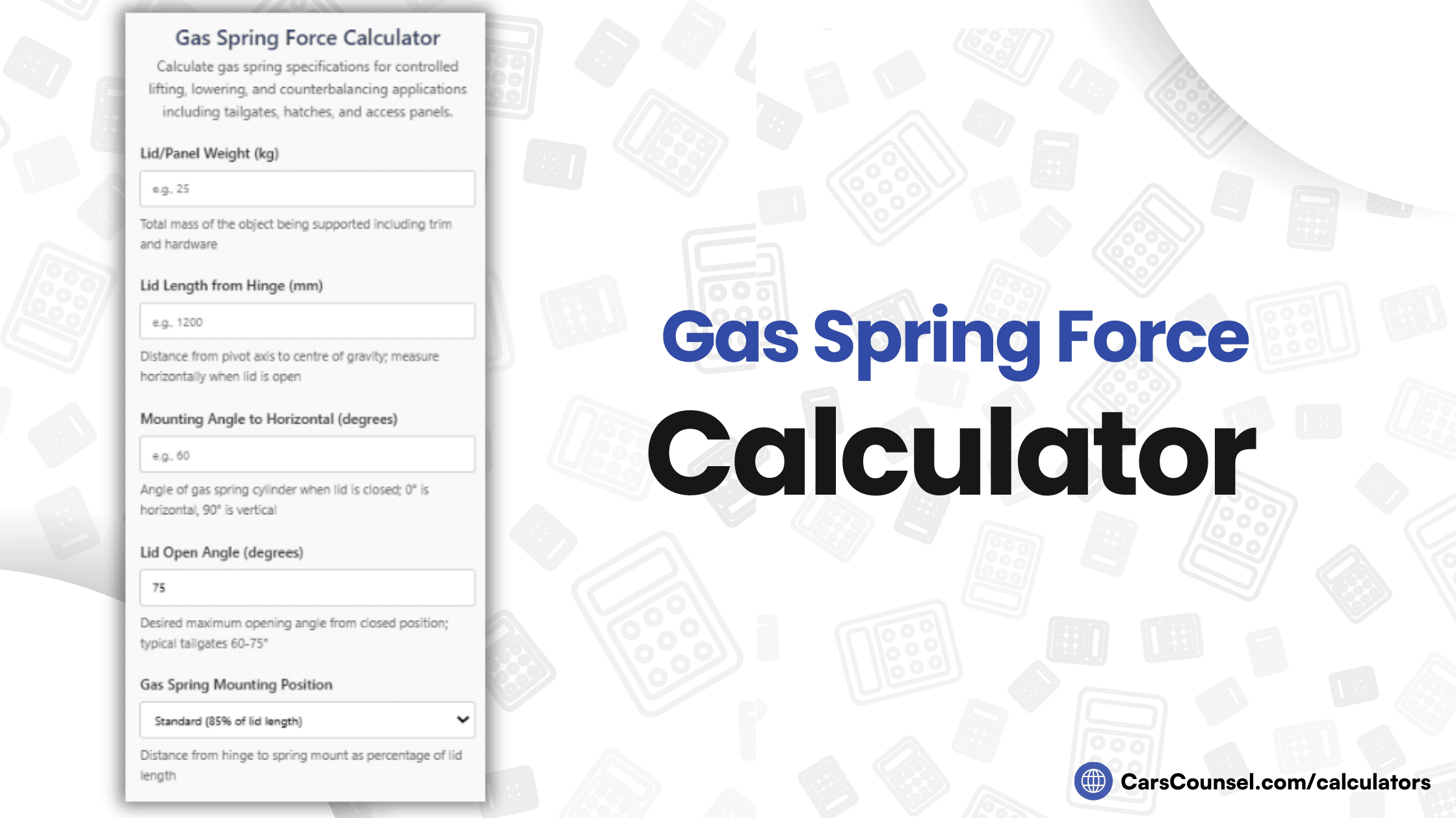 Gas Spring Force Calculator