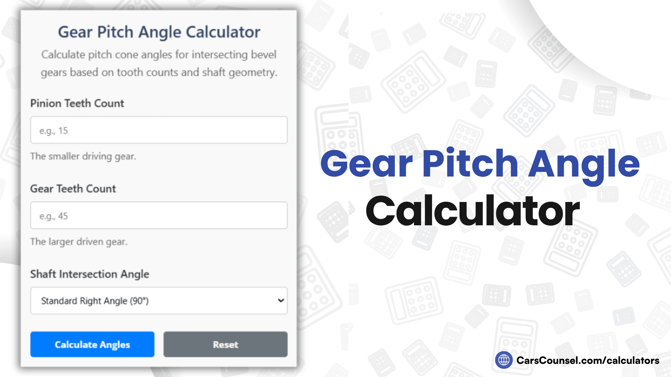 Gear Pitch Angle Calculator