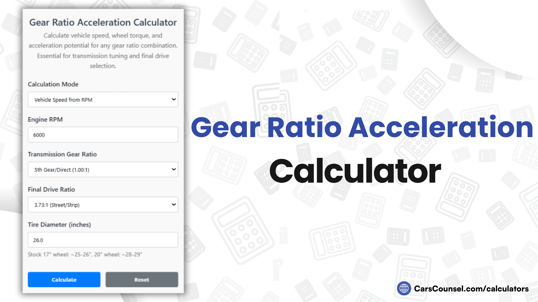 Gear Ratio Acceleration Calculator