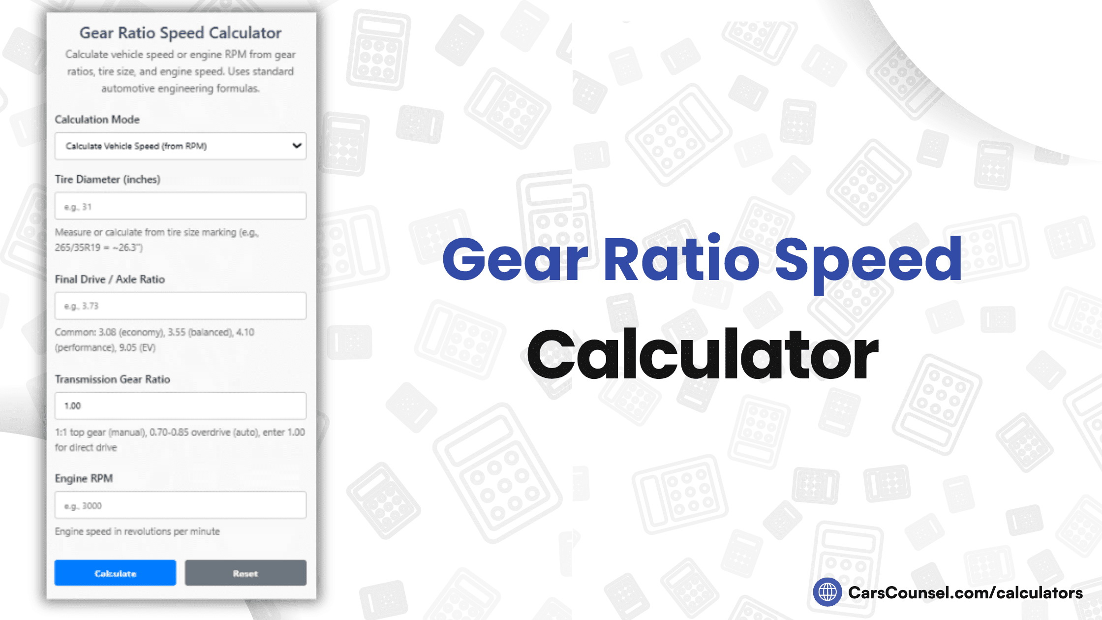 Gear Ratio Speed Calculator