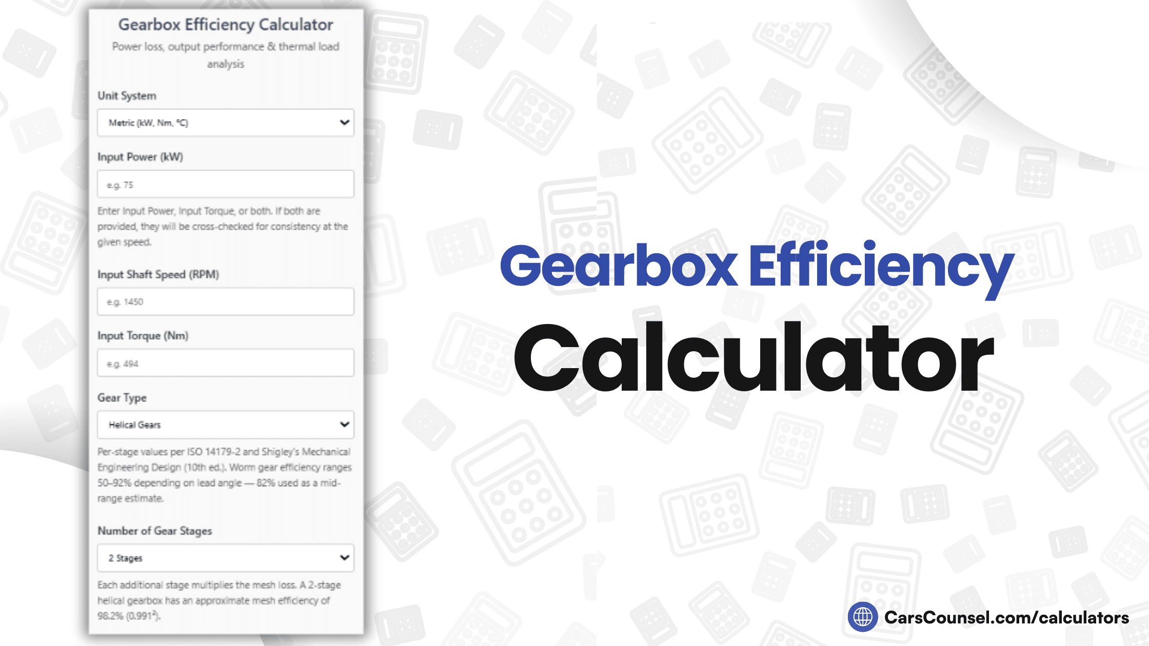Gearbox Efficiency Calculator