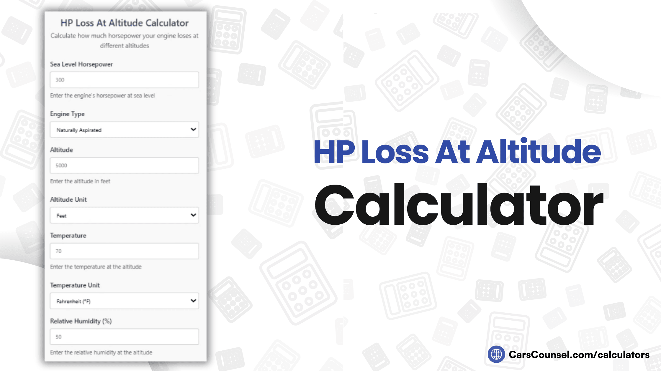 HP Loss At Altitude Calculator