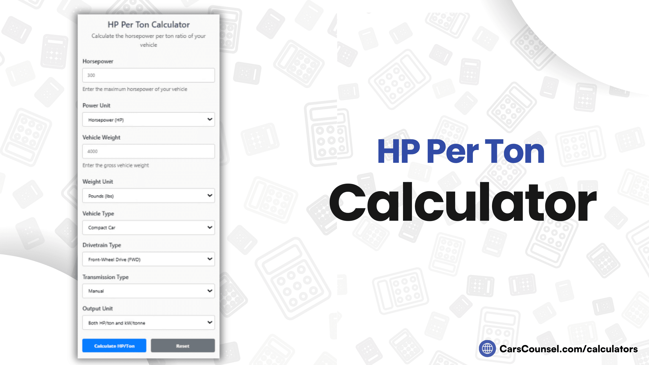 HP Per Ton Calculator