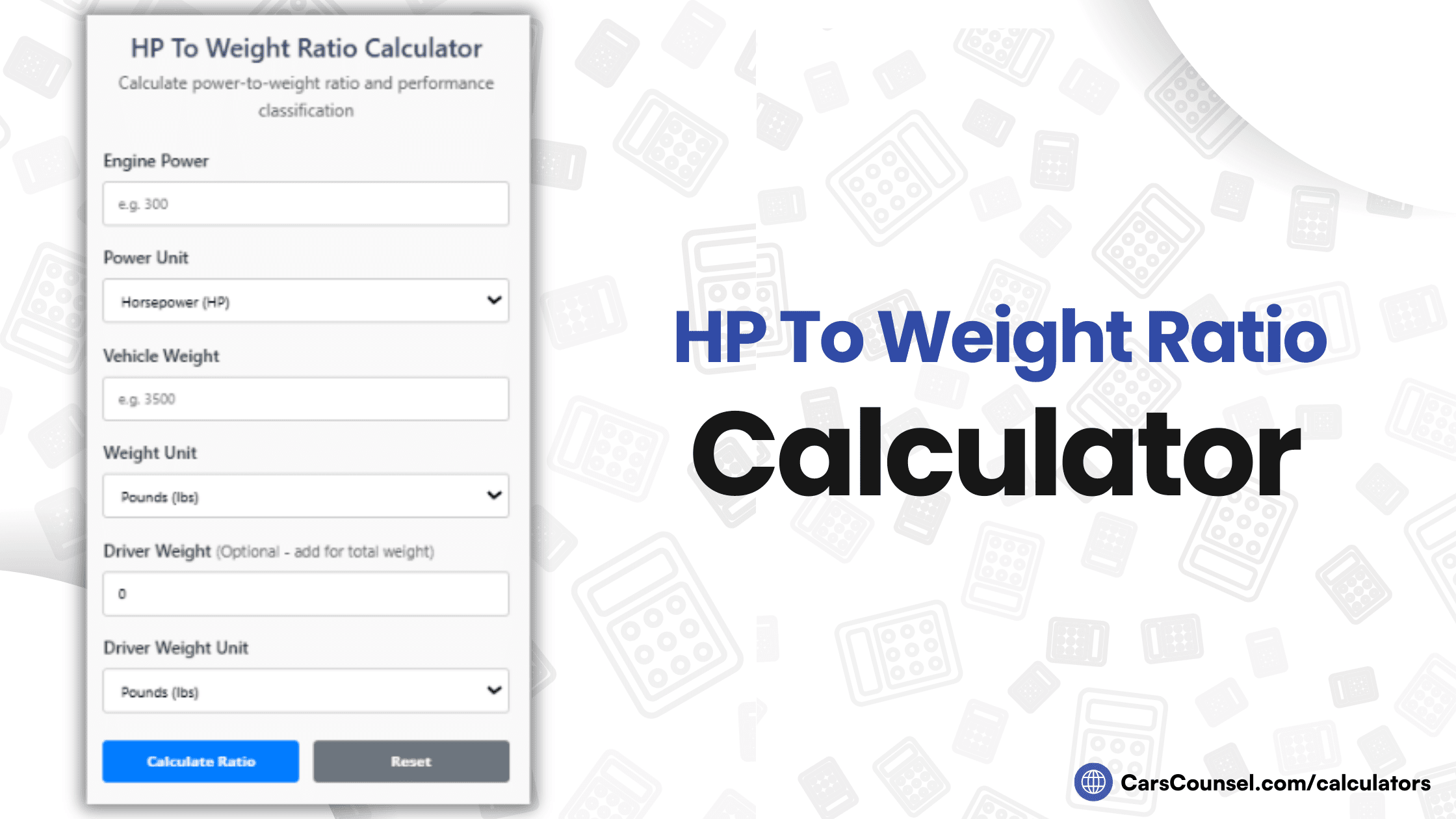 HP To Weight Ratio Calculator