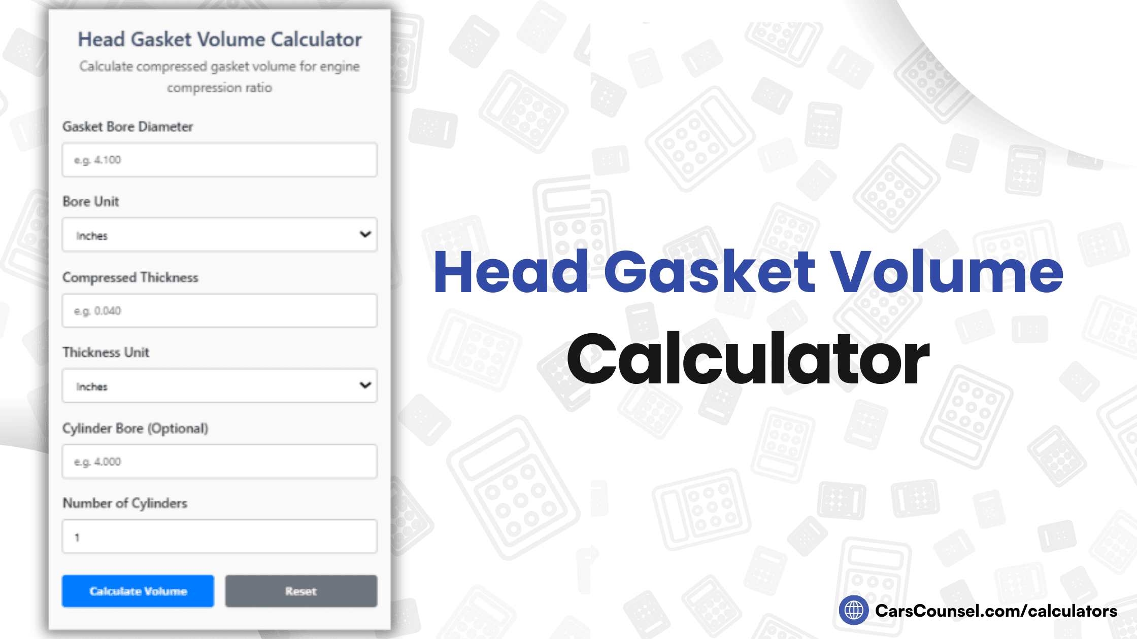 Head Gasket Volume Calculator