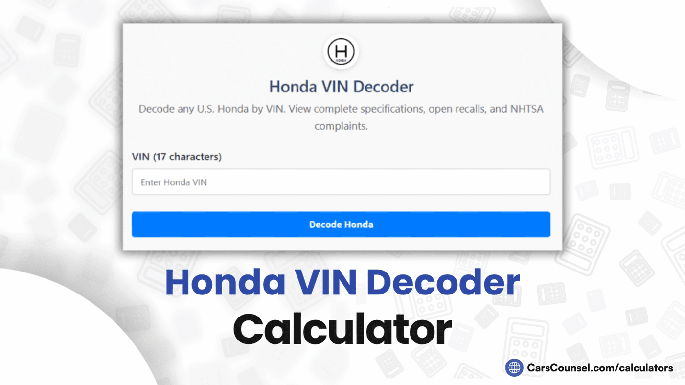 Honda VIN Decoder Calculator