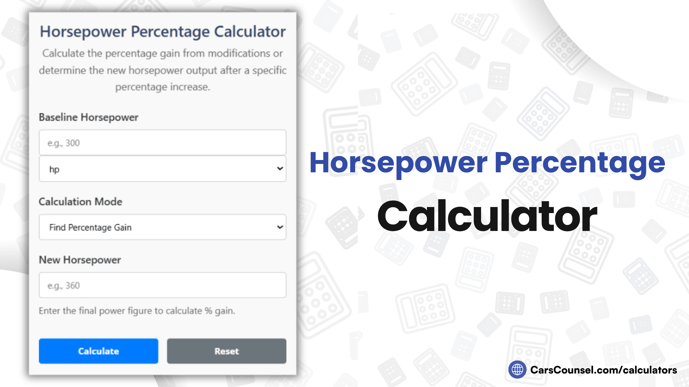 Horsepower Percentage Calculator