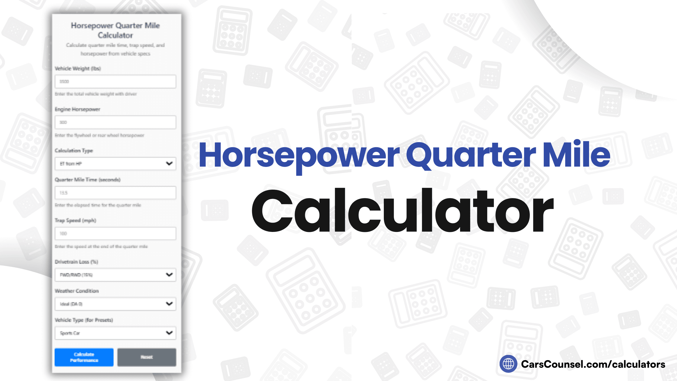 Horsepower Quarter Mile Calculator