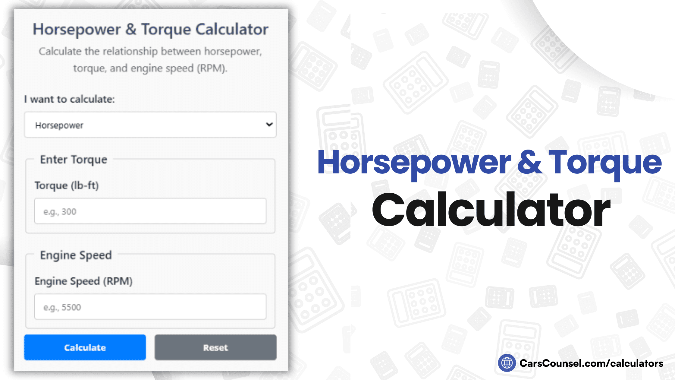 Horsepower & Torque Calculator