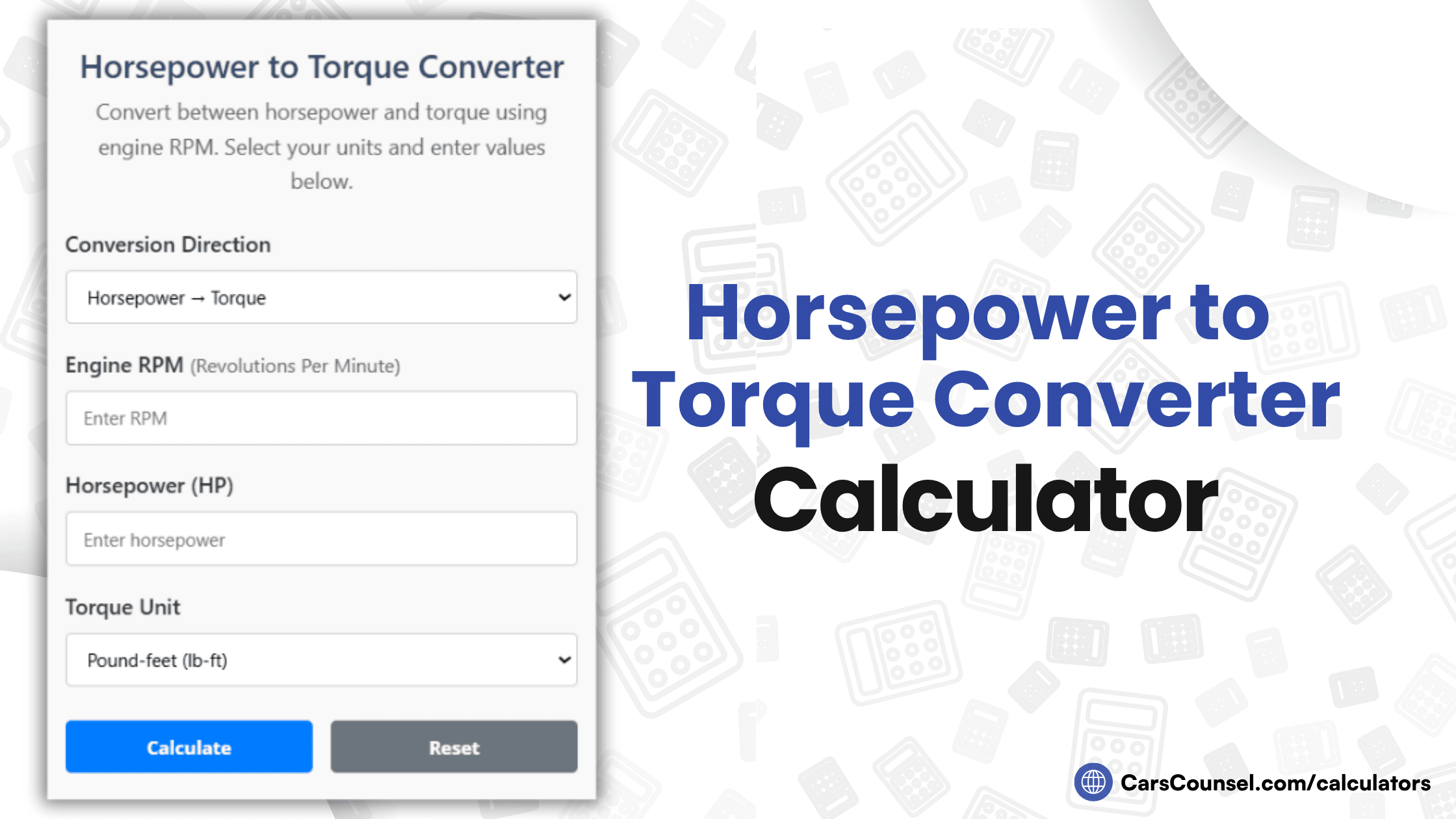 Horsepower To Torque Converter Calculator