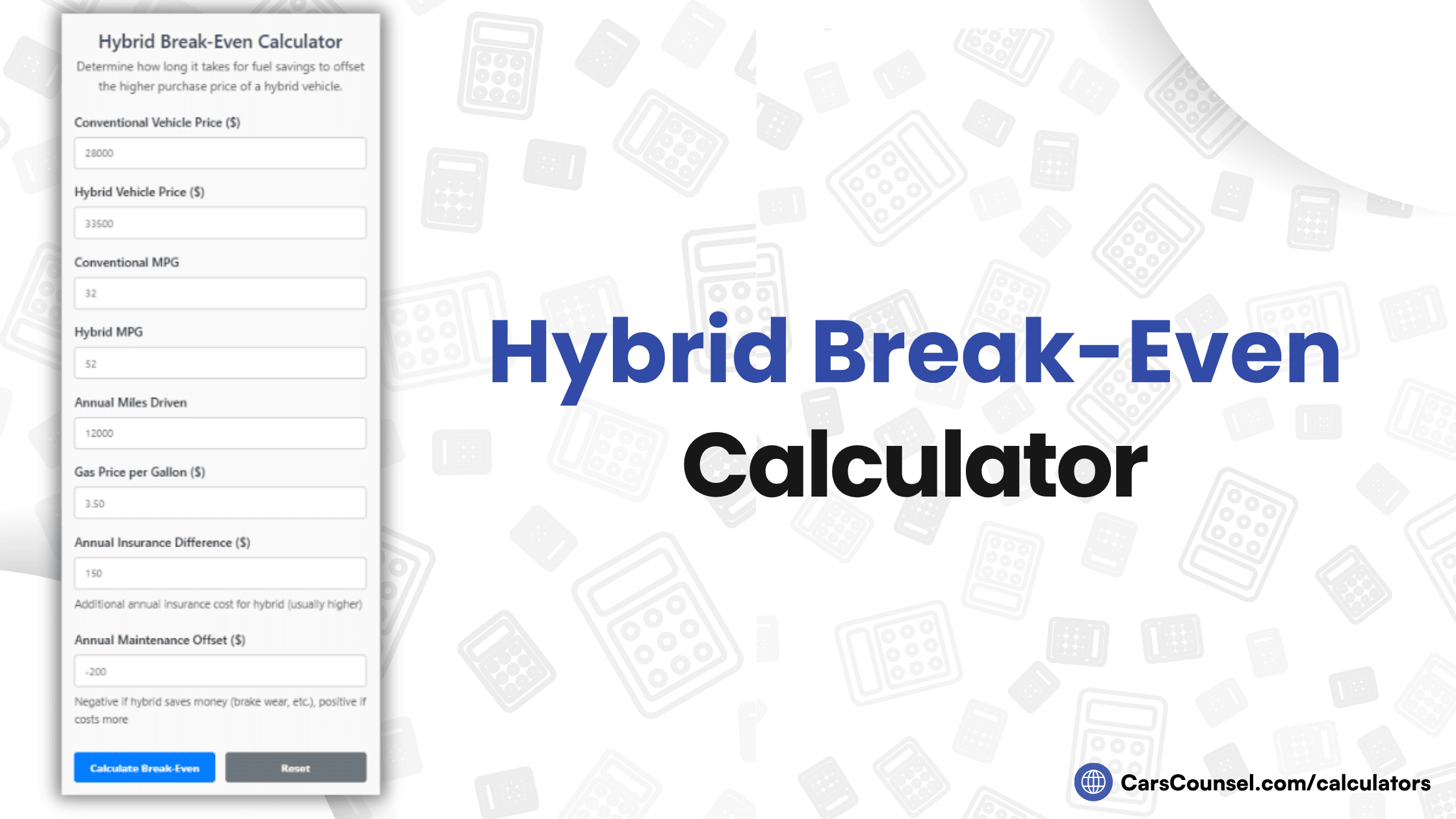 Hybrid Break Even Calculator