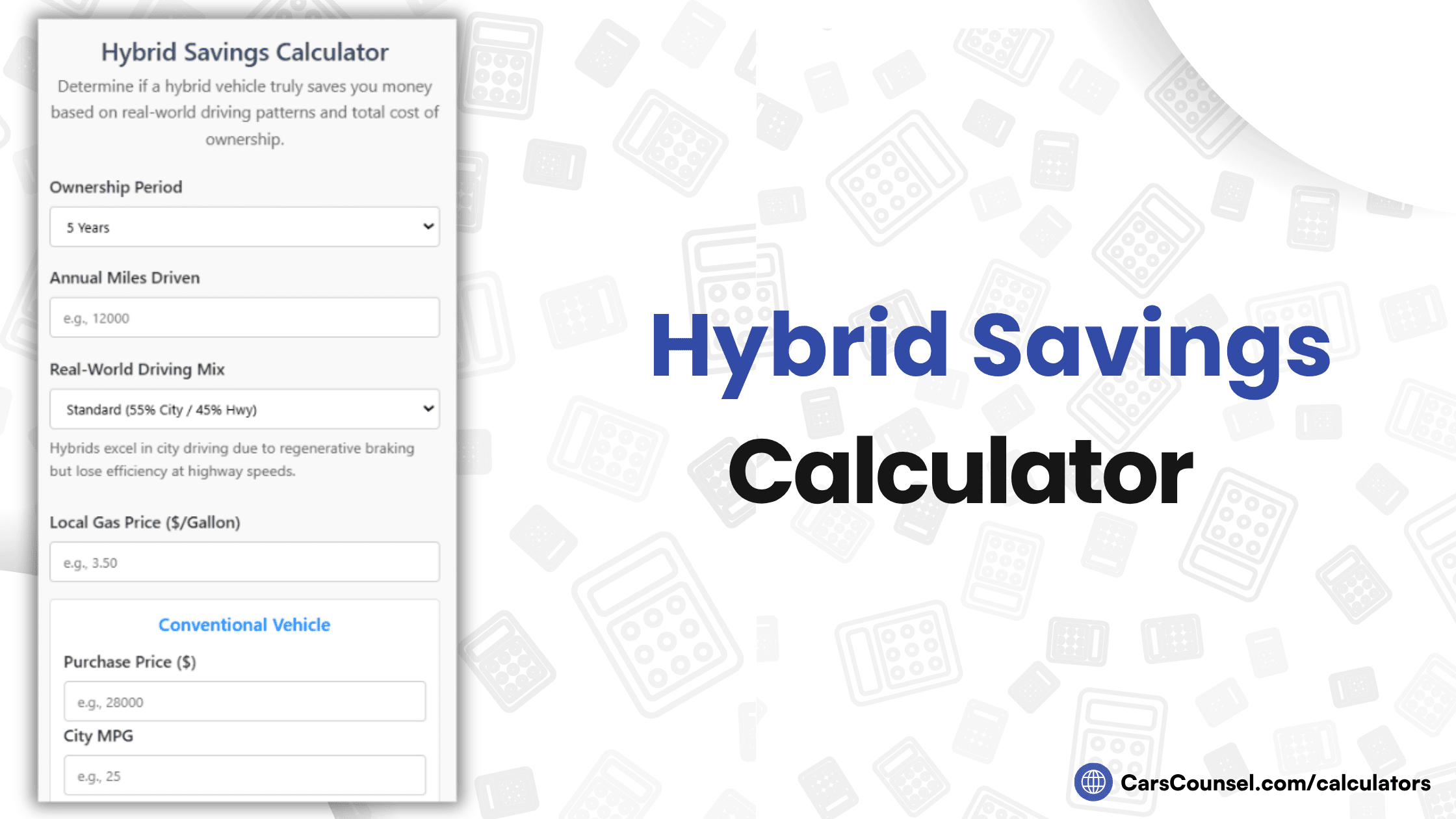 Hybrid Savings Calculator
