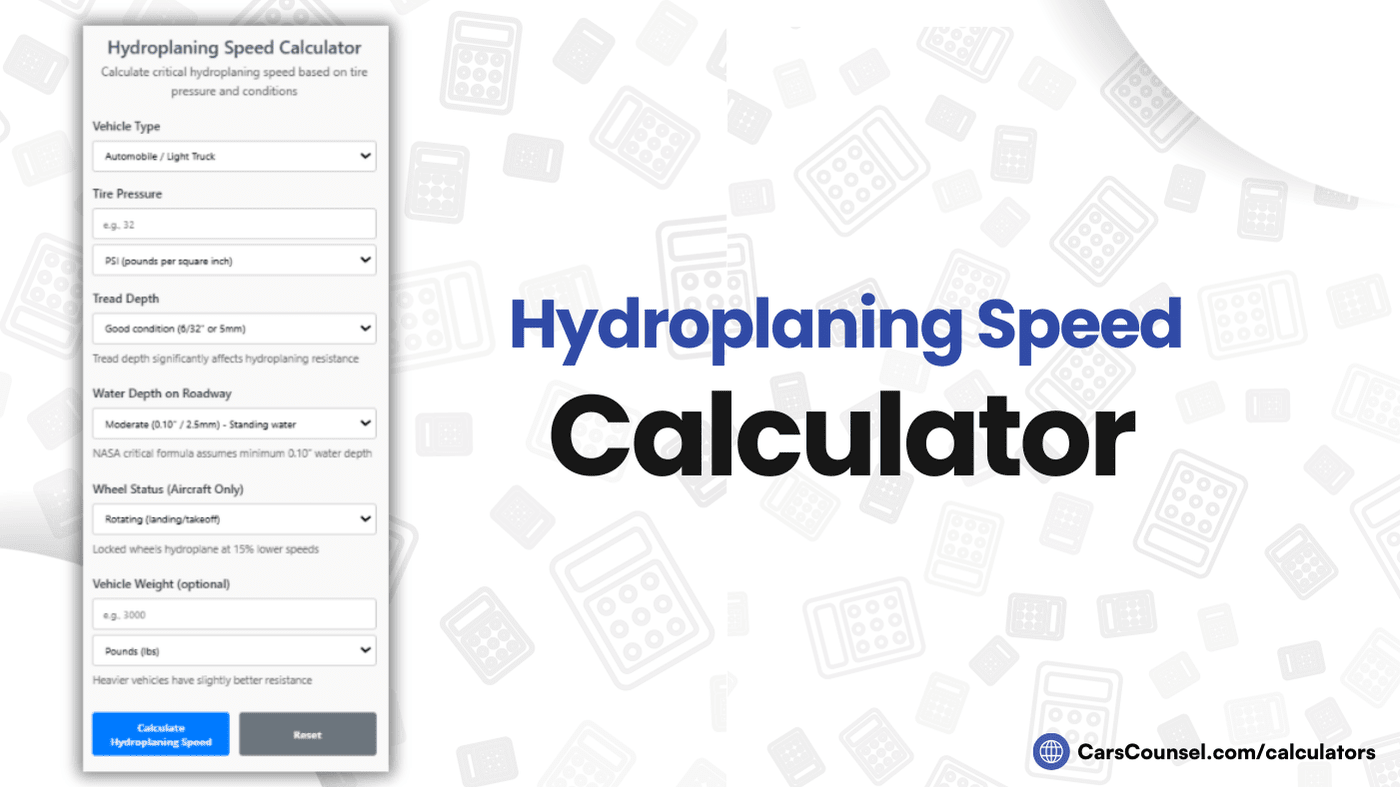 Hydroplaning Speed Calculator