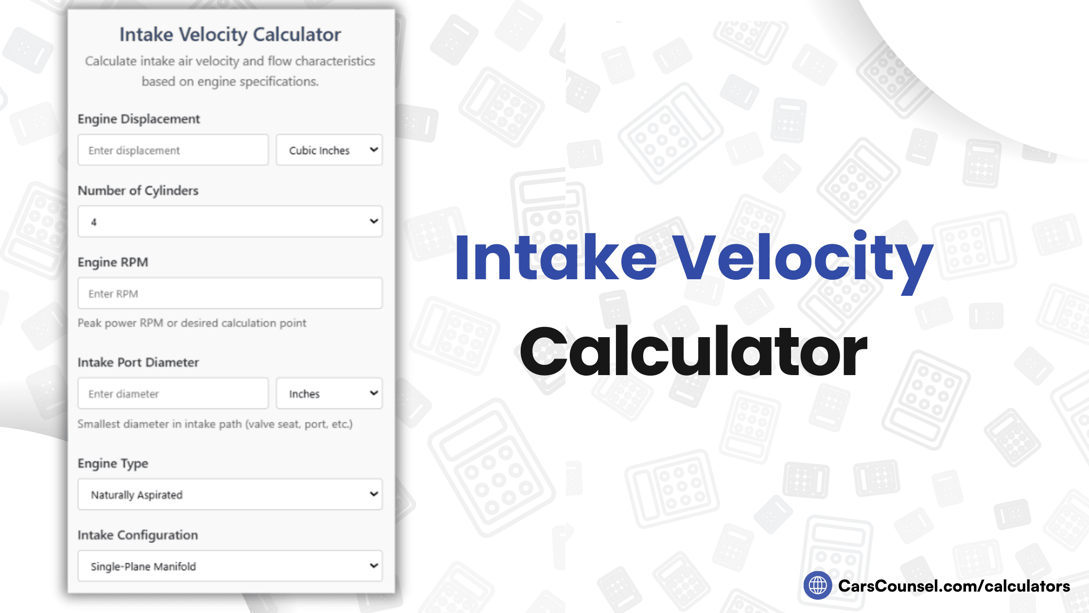Intake Velocity Calculator