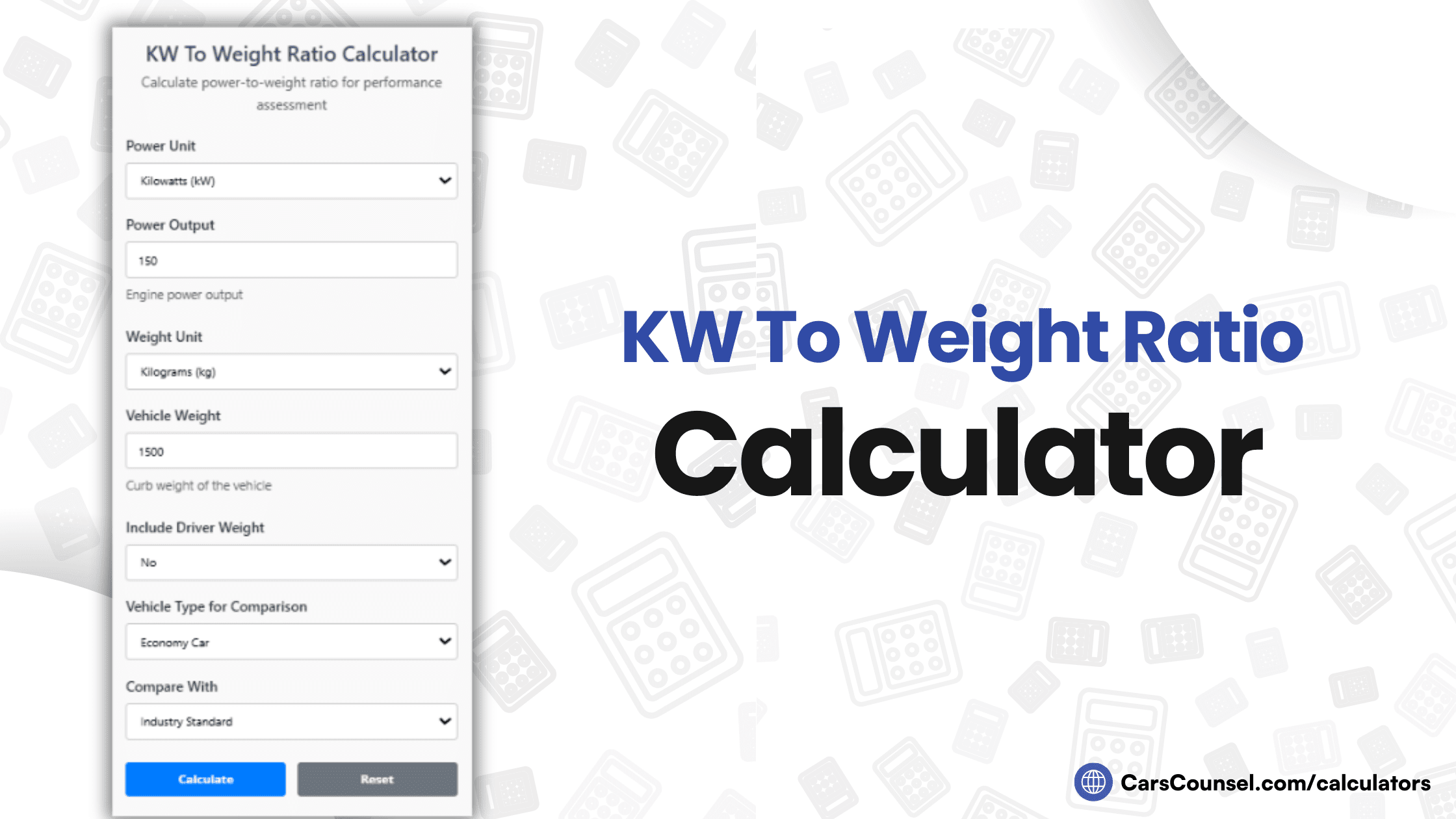 KW To Weight Ratio Calculator