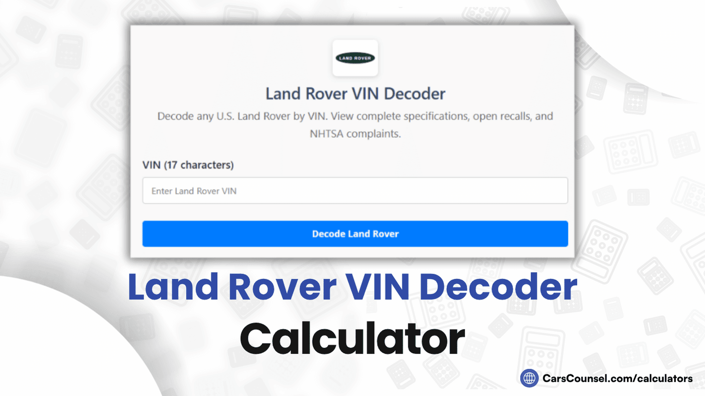 Land Rover VIN Decoder Calculator