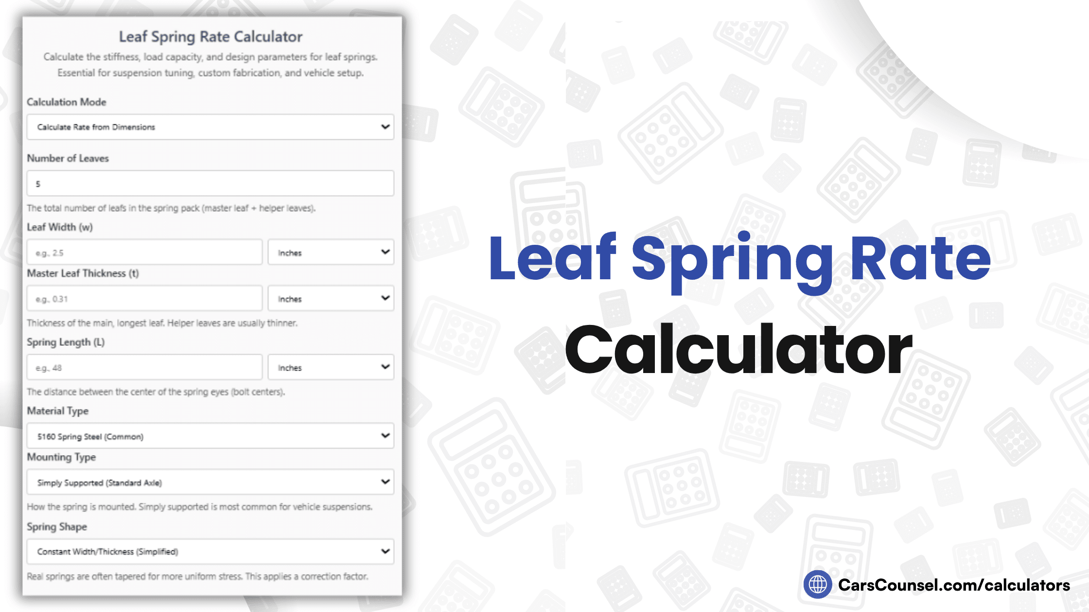 Leaf Spring Rate Calculator