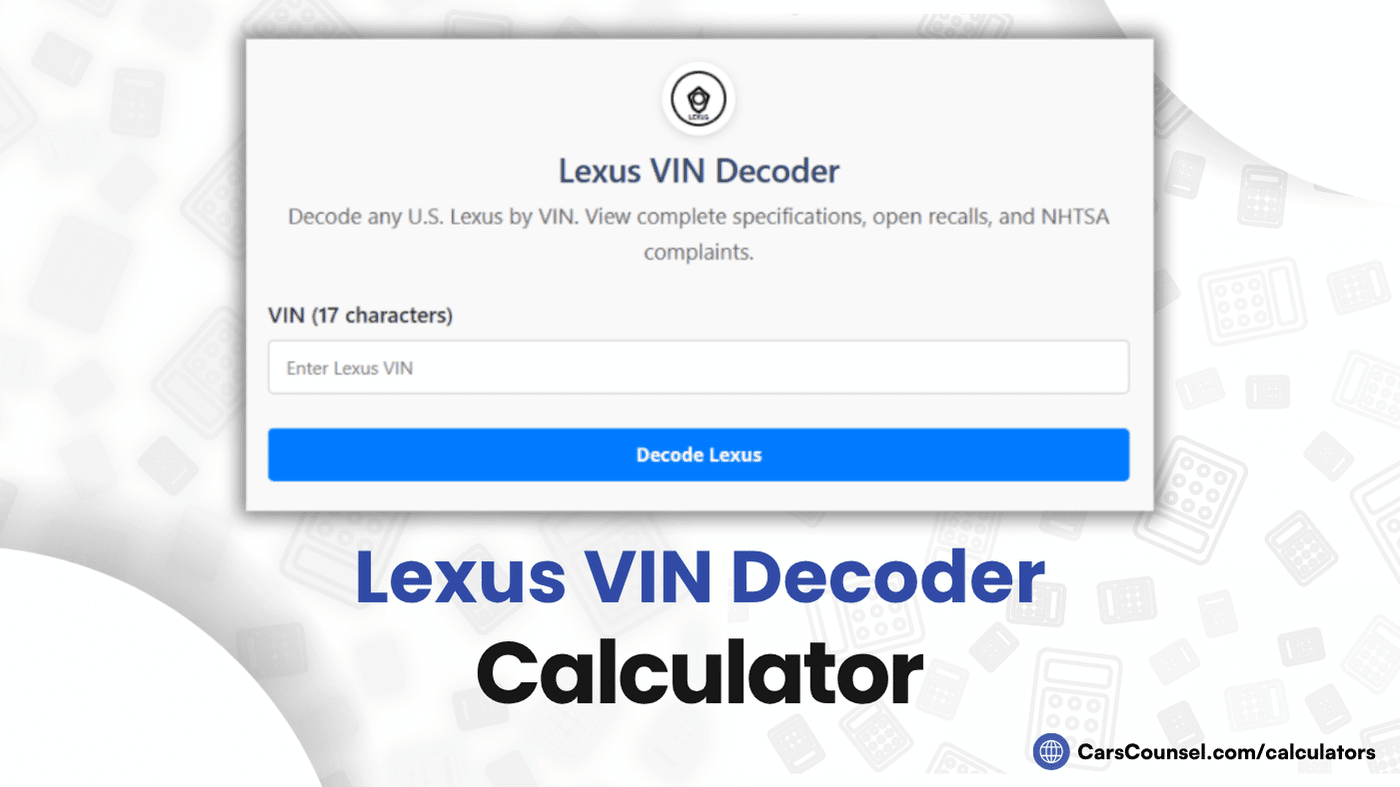 Lexus VIN Decoder Calculator