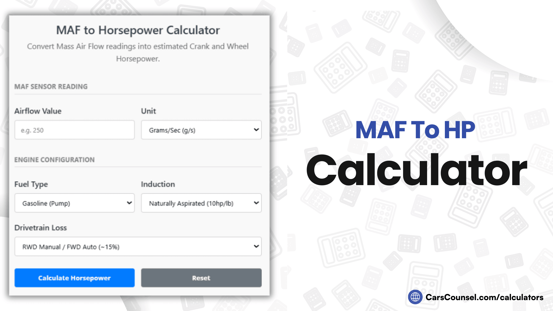 MAF To HP Calculator