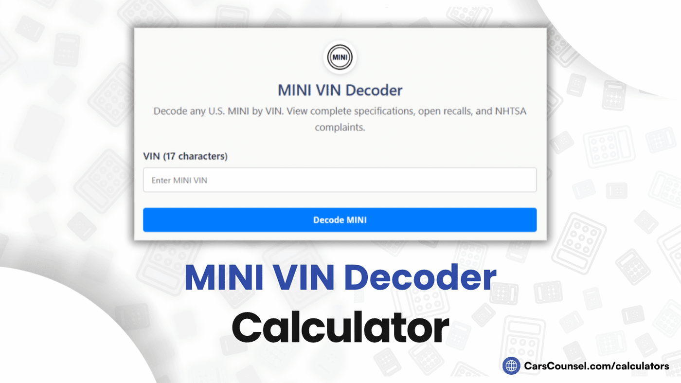 MINI VIN Decoder Calculator