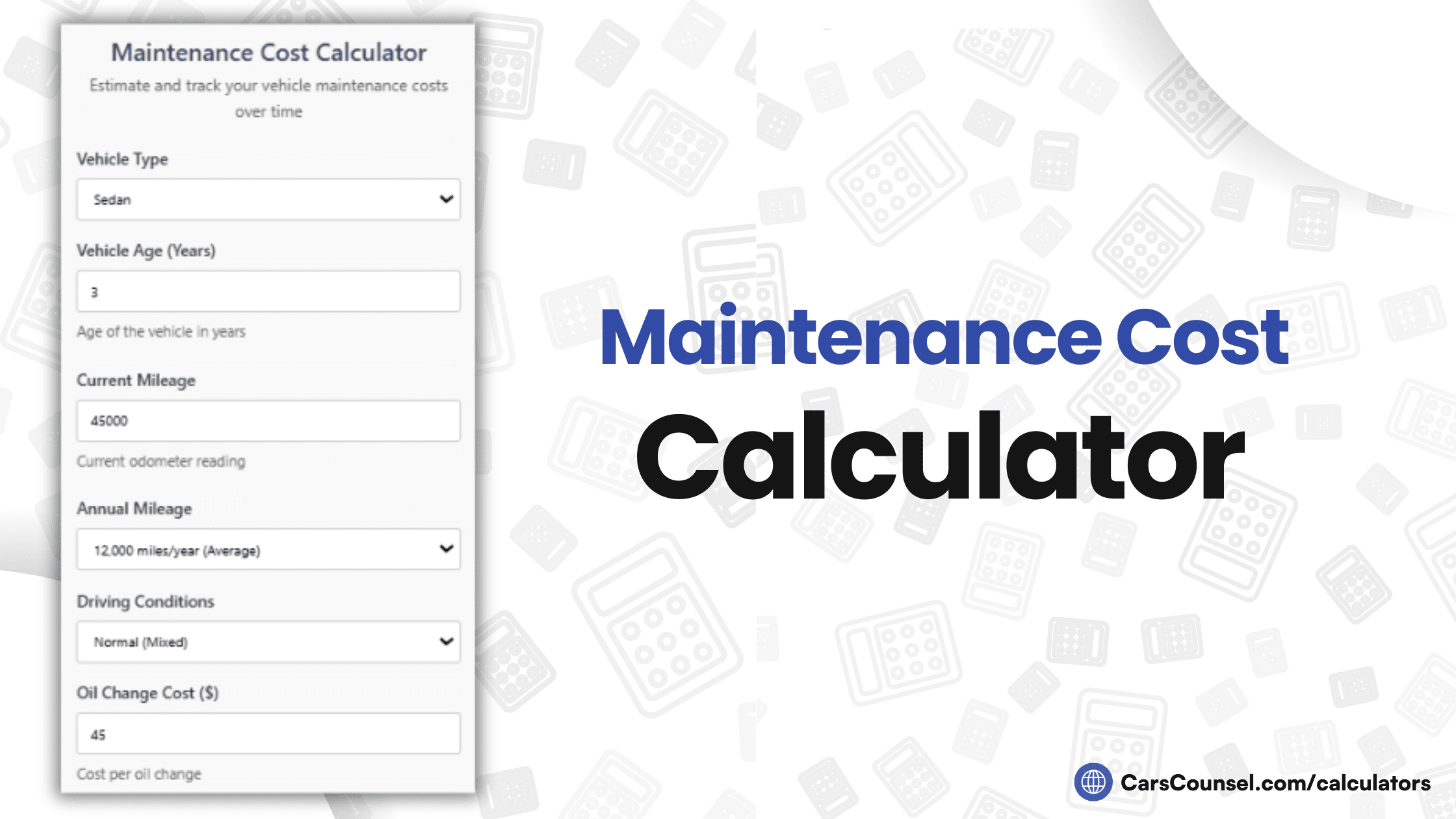 Maintenance Cost Calculator