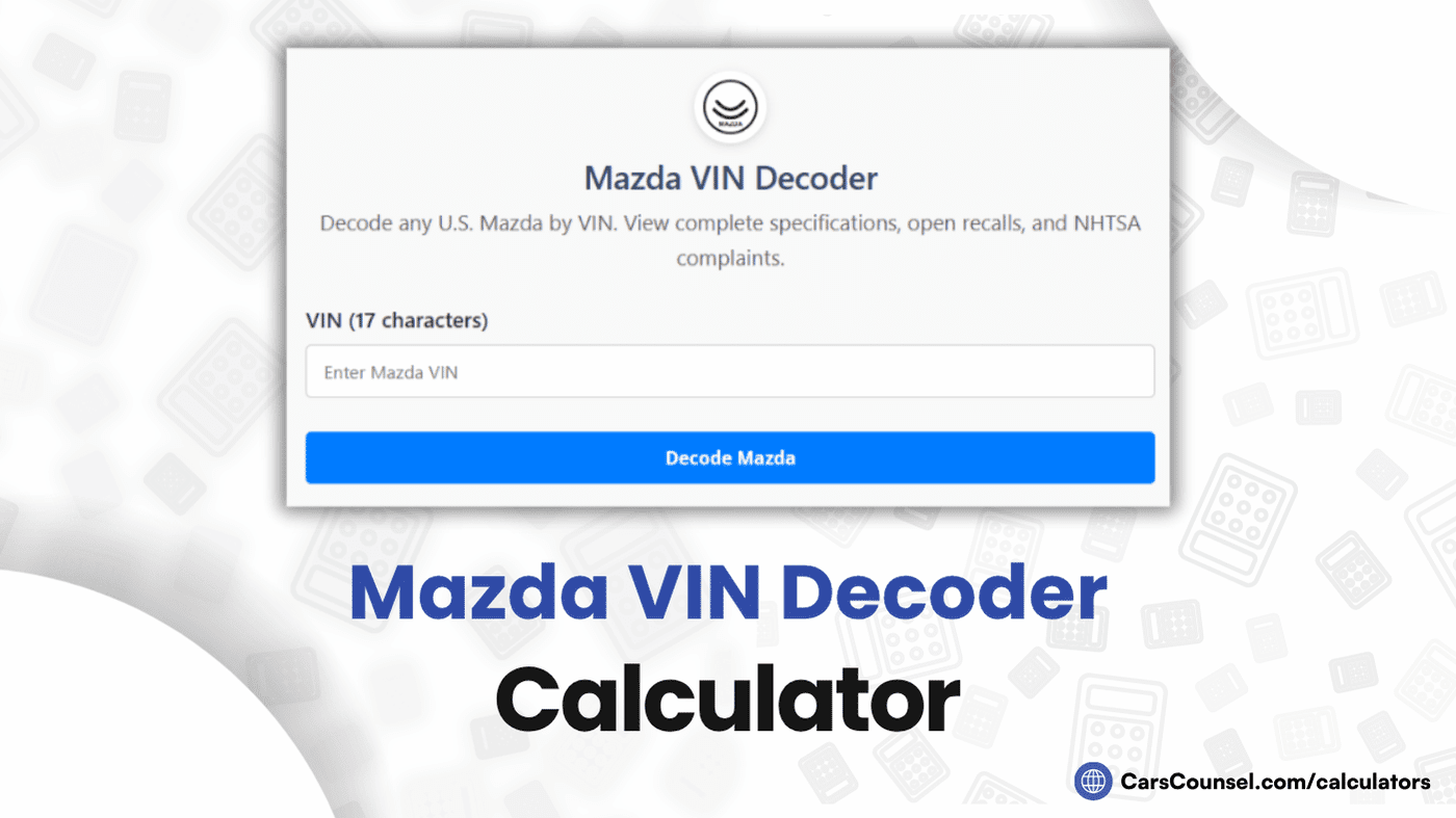Mazda VIN Decoder Calculator