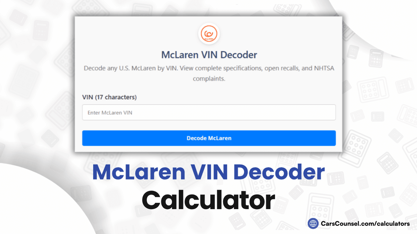 Mc Laren  VIN Decoder