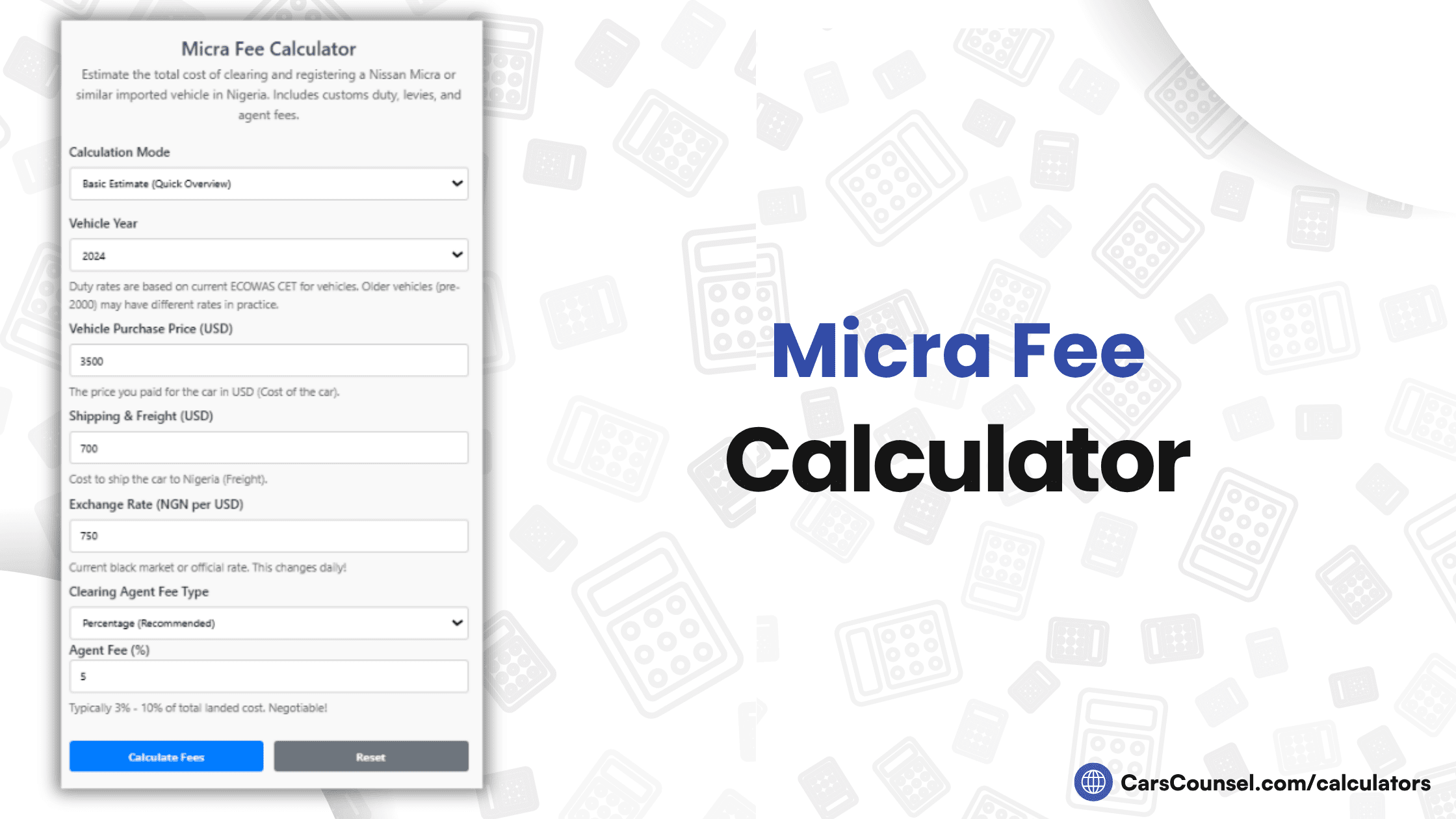 Micra Fee Calculator