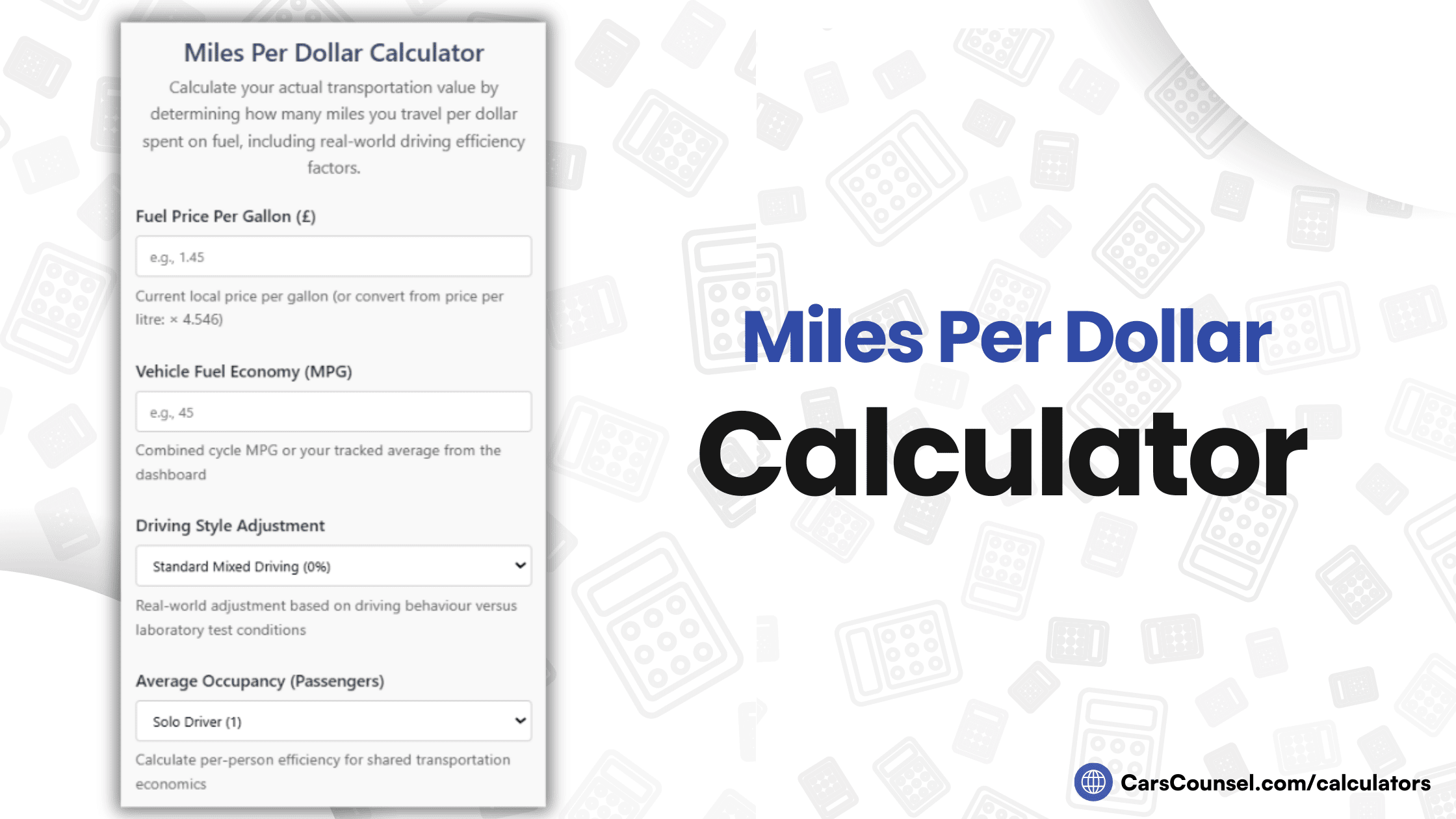 Miles Per Dollar Calculator