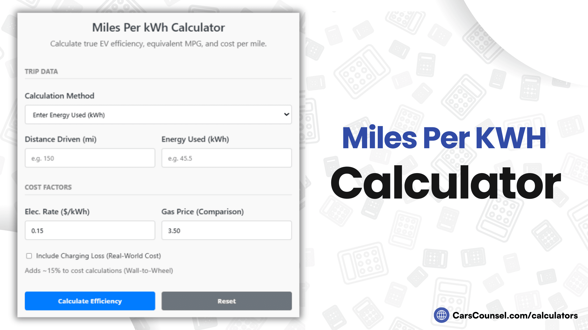 Miles Per KWH Calculator
