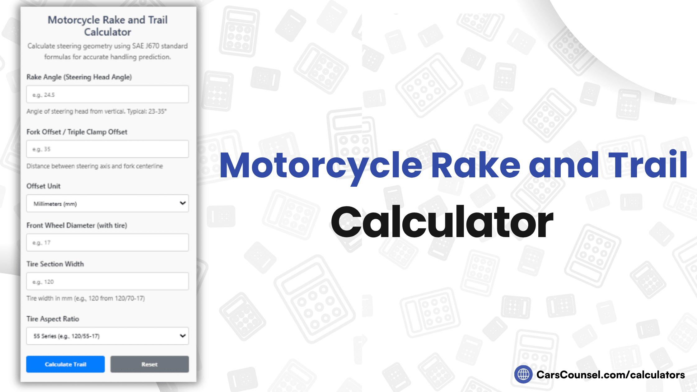 Motorcycle Rake And Trail Calculator