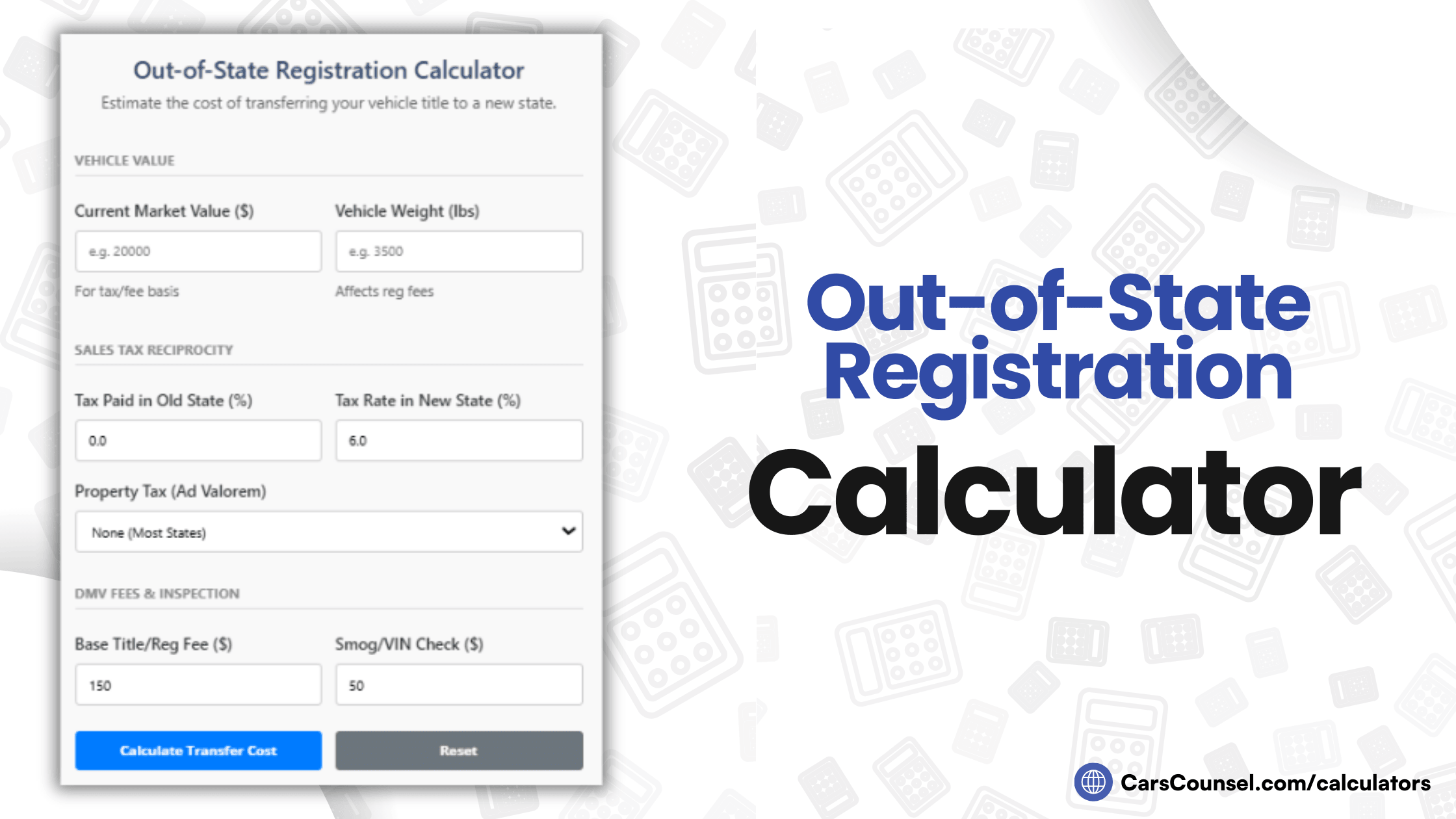 Out Of State Registration Calculator