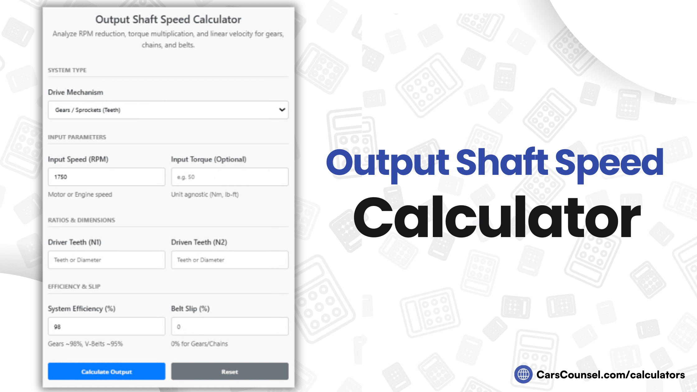 Output Shaft Speed Calculator