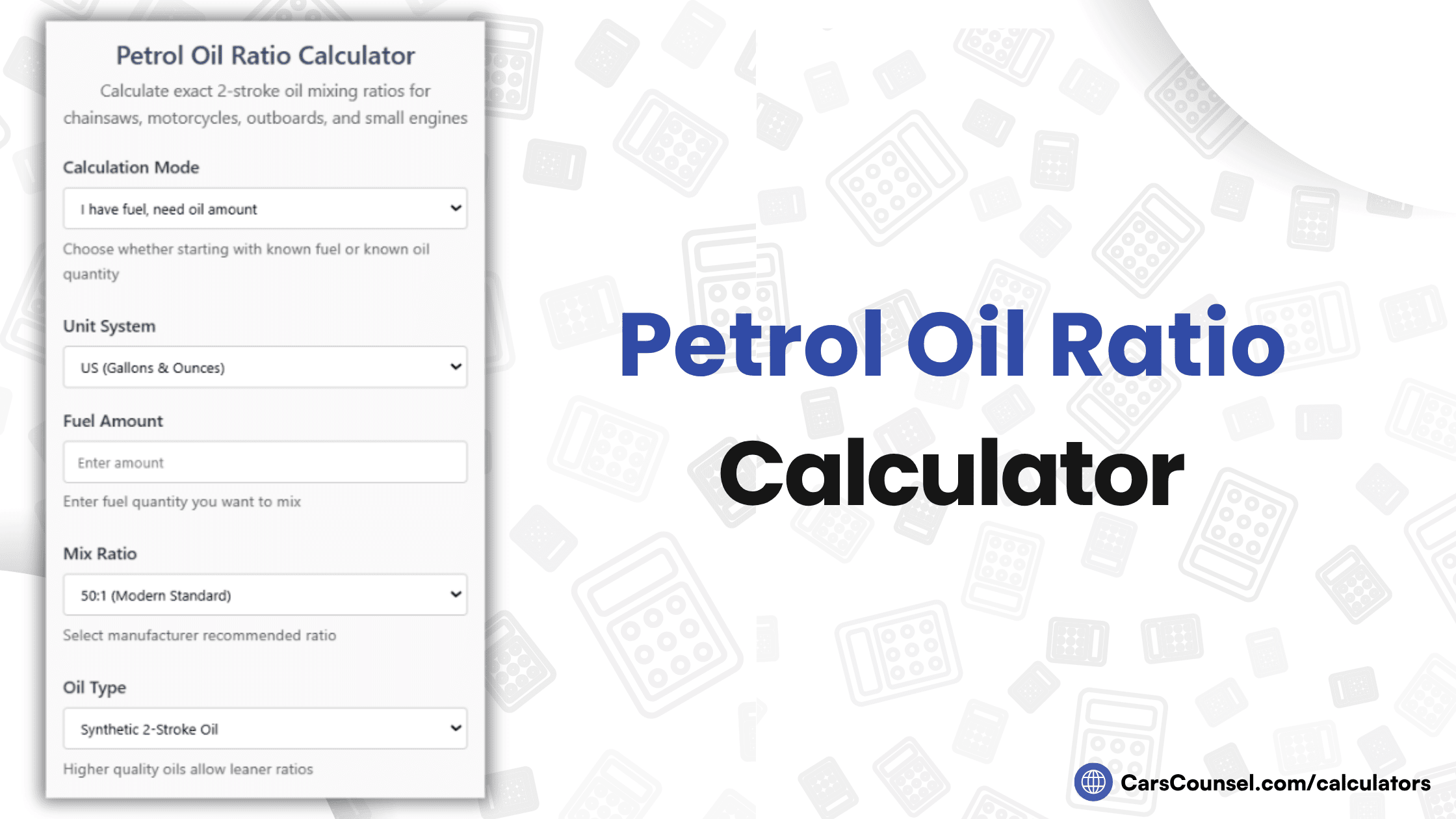 Petrol Oil Ratio Calculator