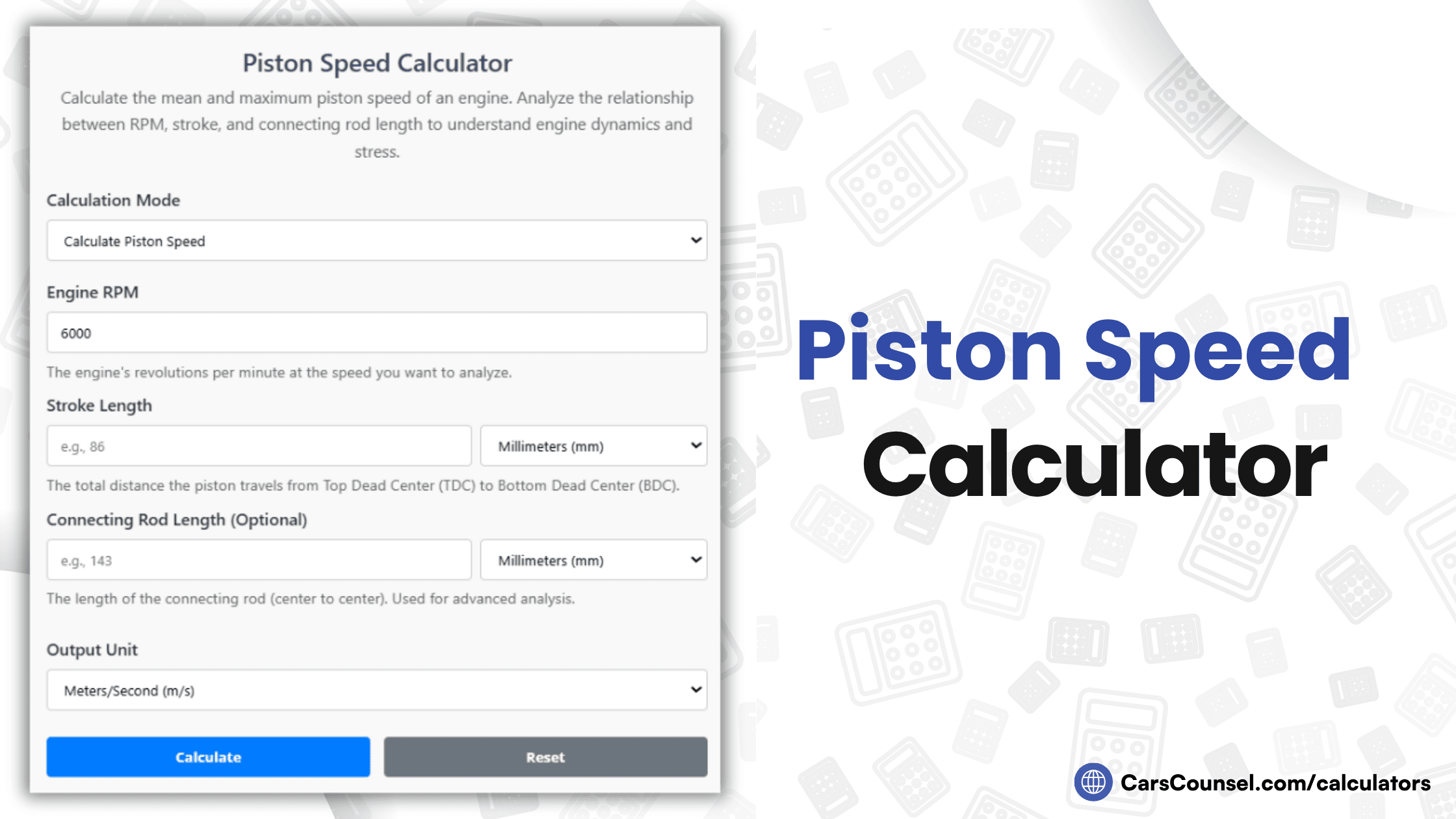 Piston Speed Calculator