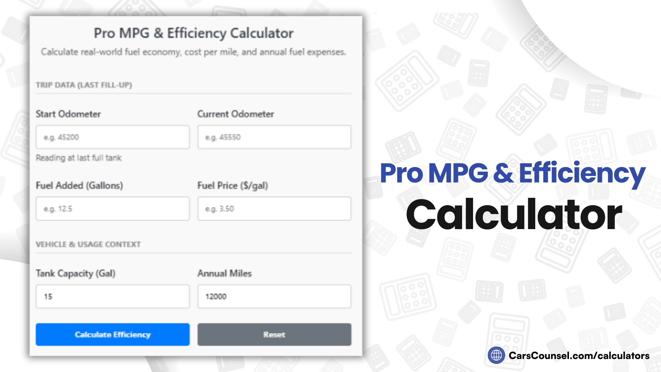 Pro MPG & Efficiency Calculator