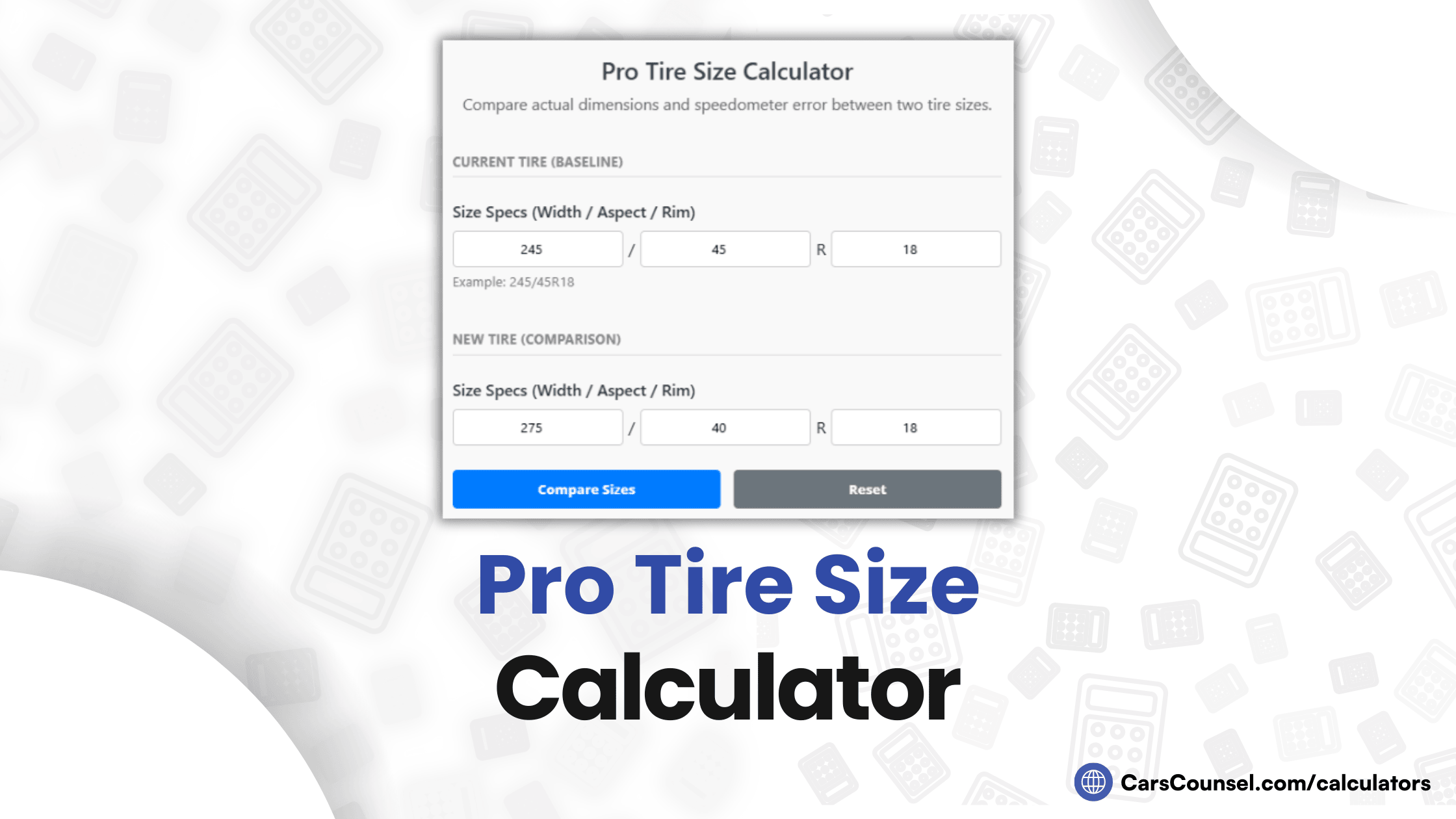 Pro Tire Size Calculator