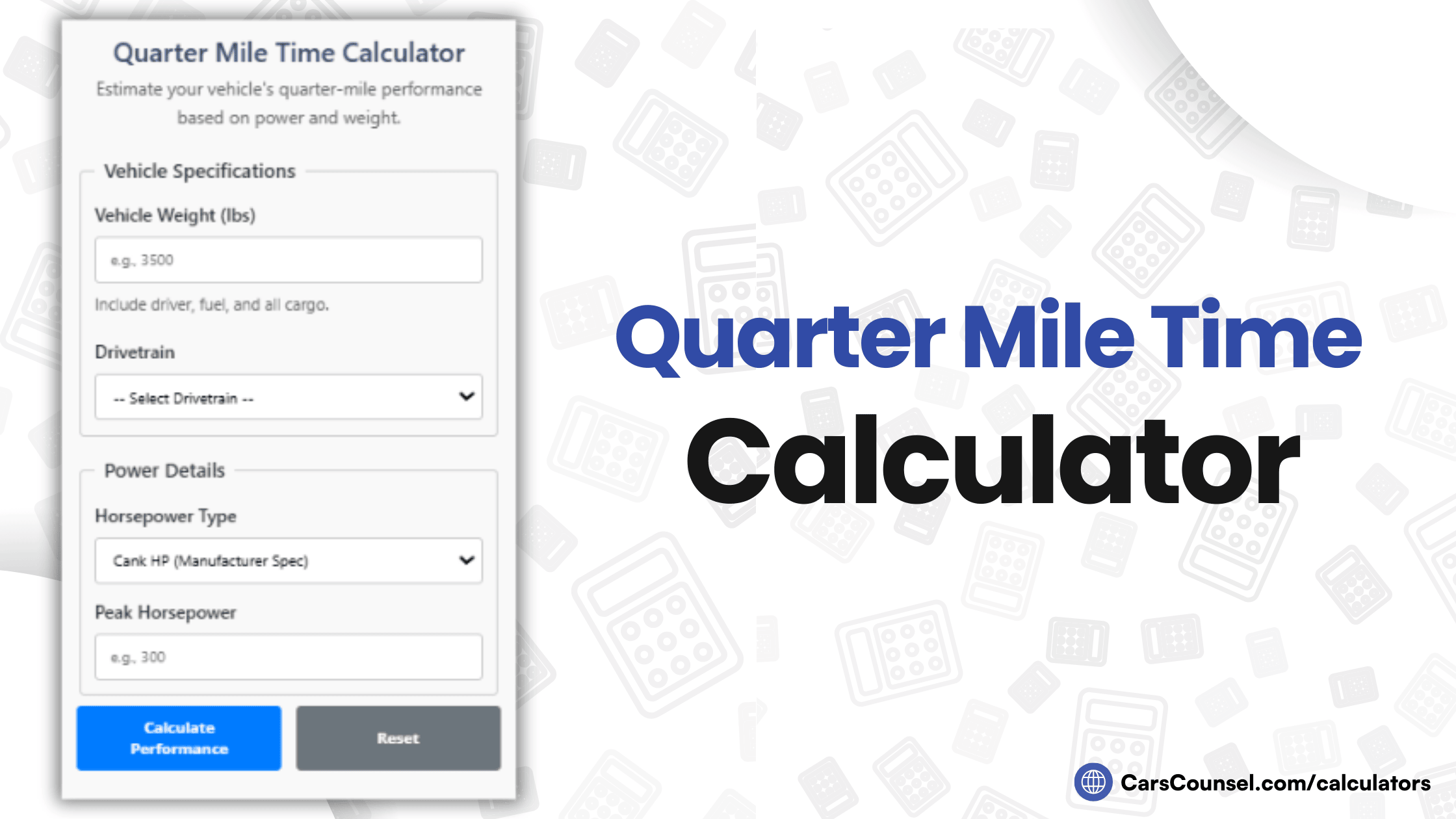 Quarter Mile Time Calculator