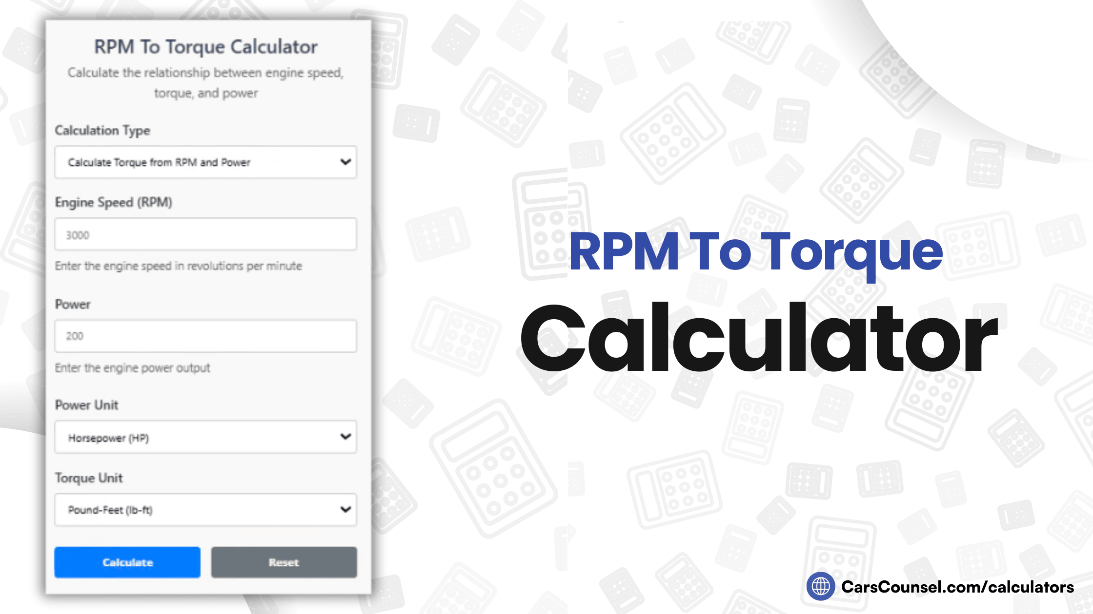 RPM To Torque Calculator