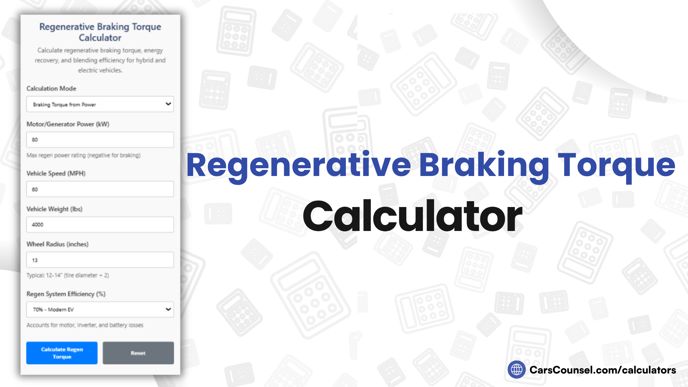 Regenerative Braking Torque Calculator