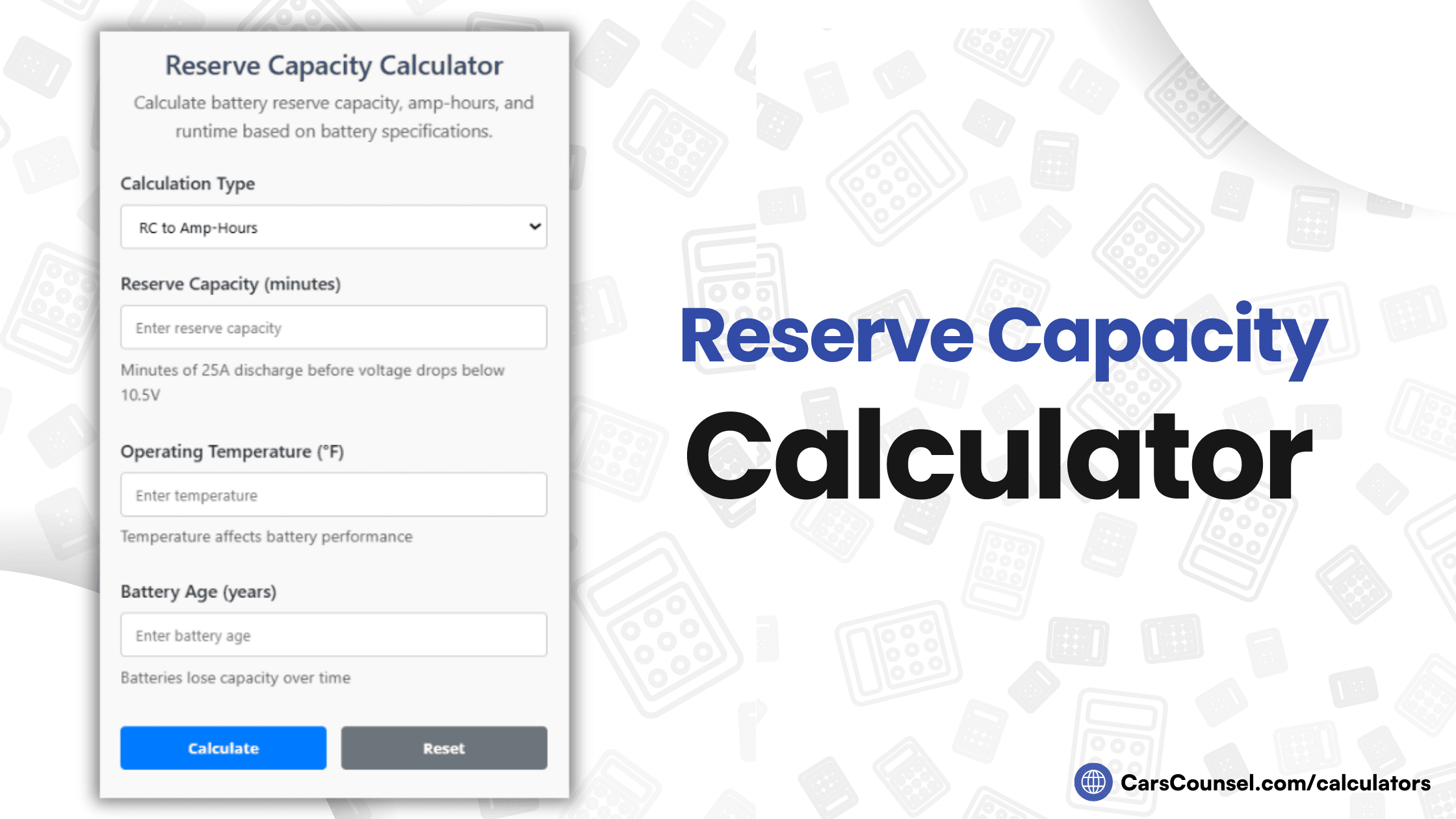 Reserve Capacity Calculator