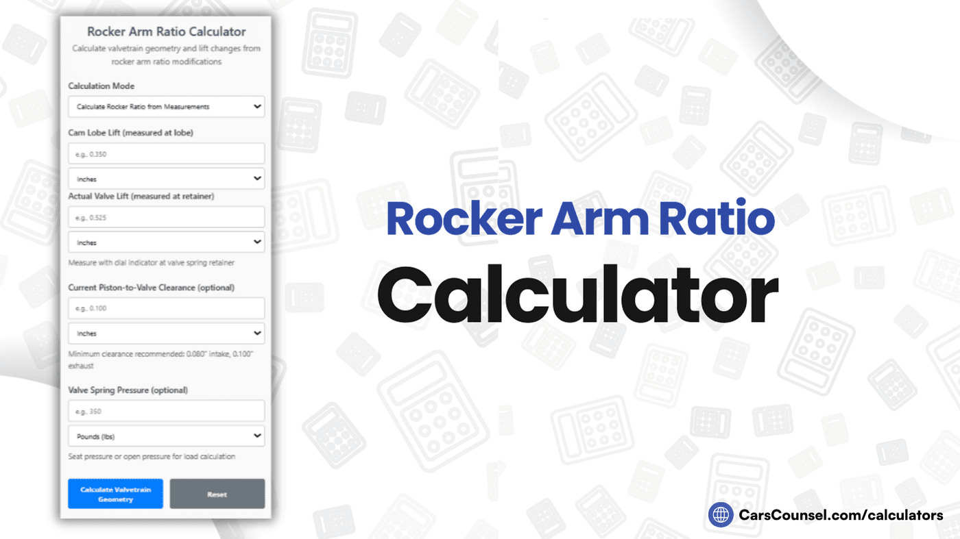 Rocker Arm Ratio Calculator