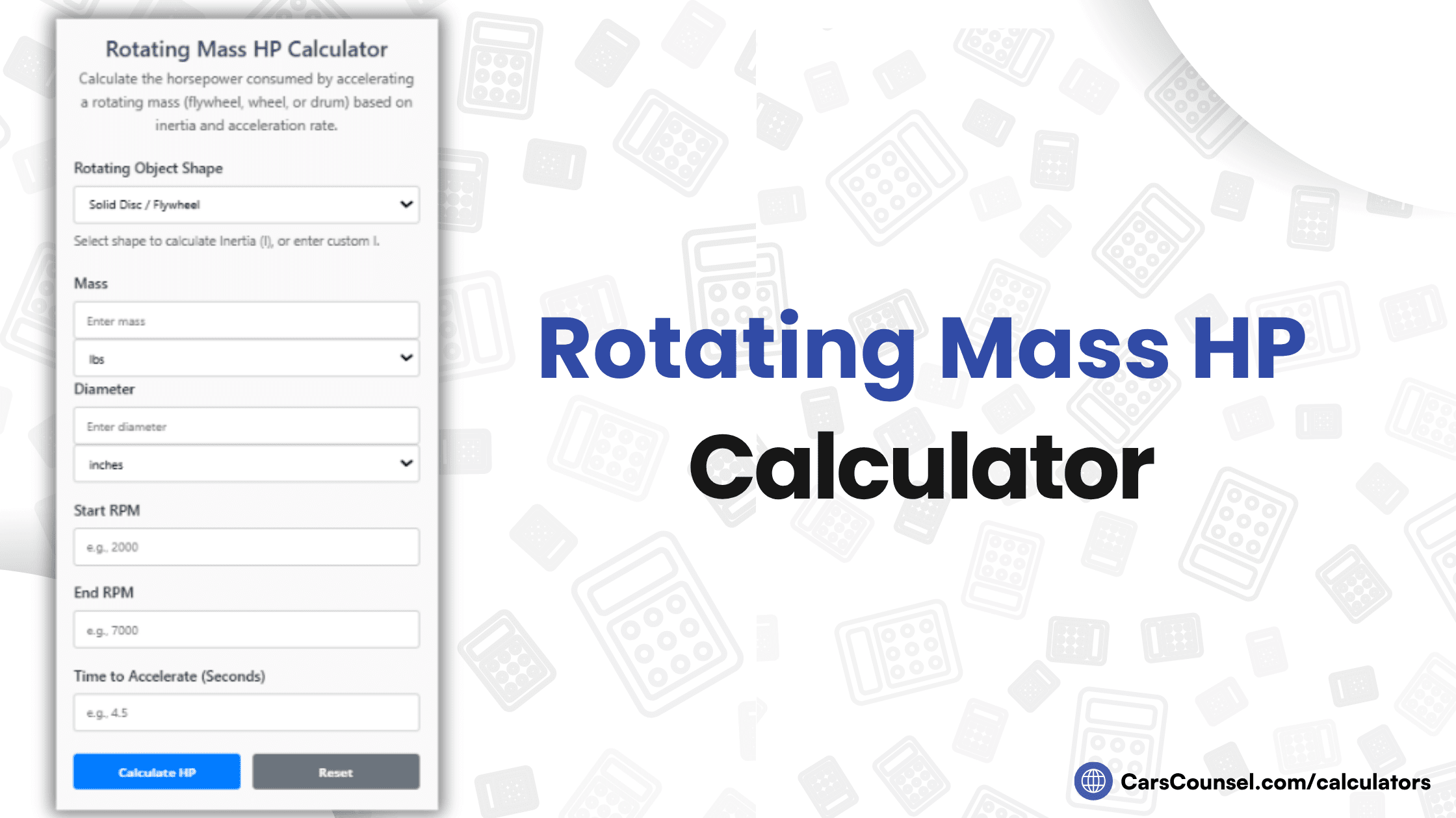 Rotating Mass HP Calculator