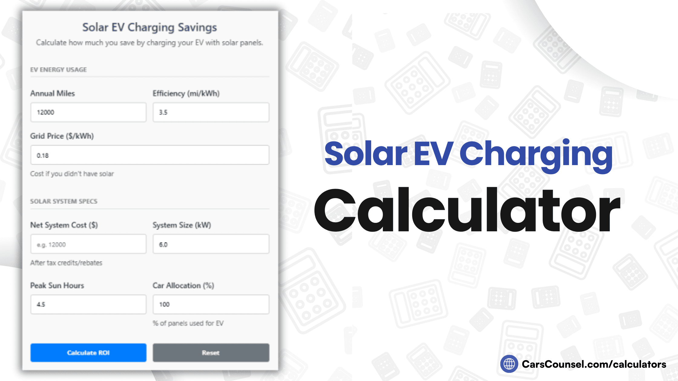 Solar EV Charging Calculator